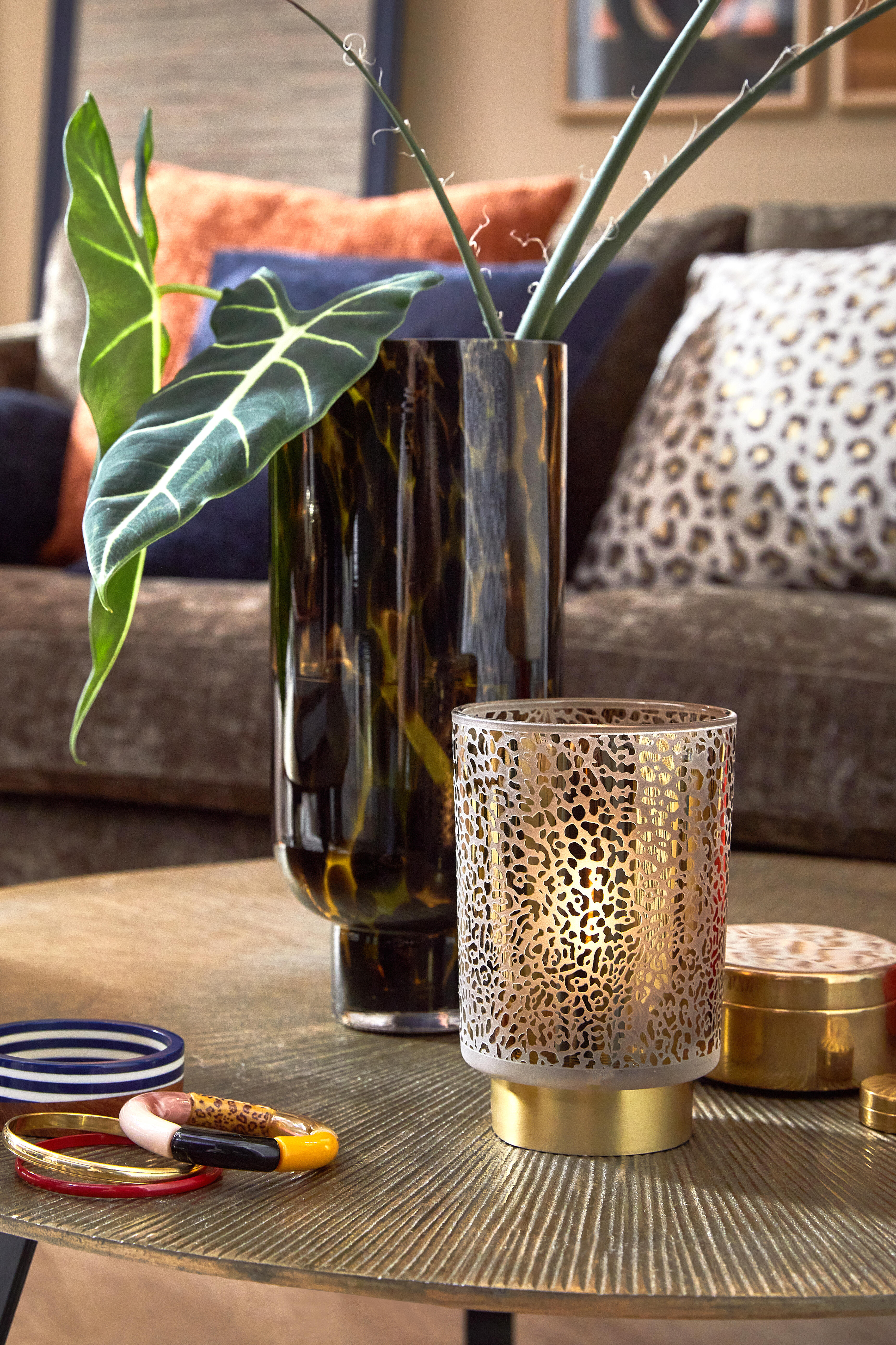 Vase décoratif verre Pavel, marron l.12 x H.28 cm, Diam.12 cm - 4