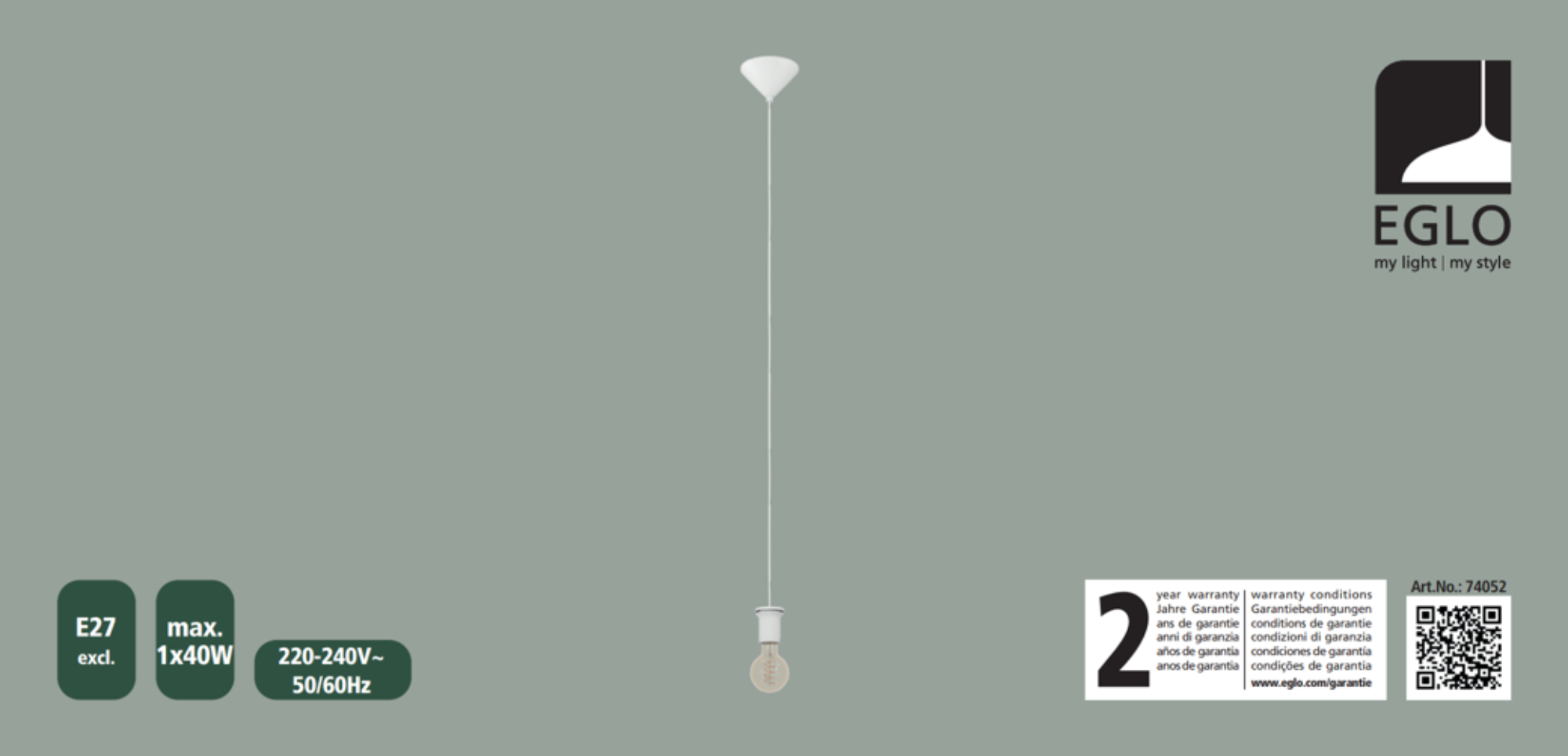 Cabo candeeiro de teto suspenso E27 branco - 5