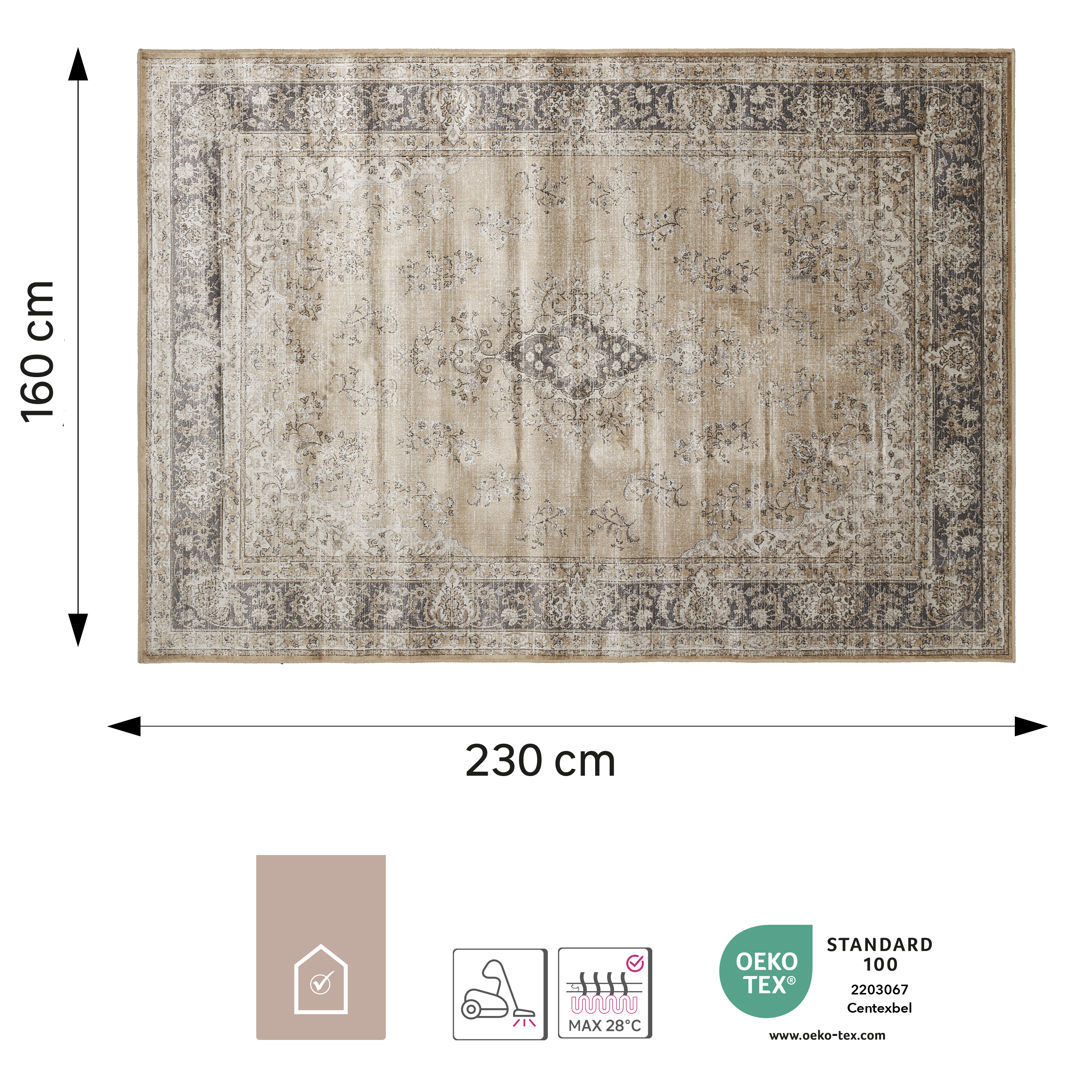 Tapete Elista 160X230cm bege Inspire - 7