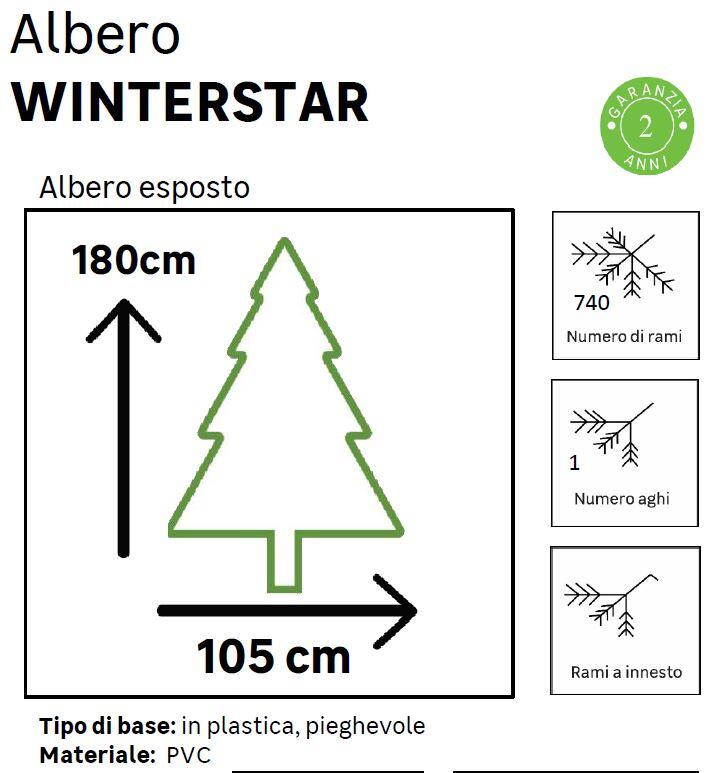Albero di Natale artificiale Winterstar verde H 180 cm x Ø 105 cm - 3