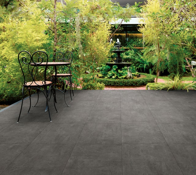 Carrelage sol extérieur effet béton anthracite Alma l.60 x L.60 cm