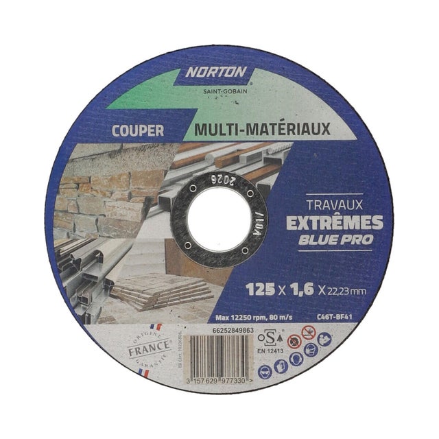 Disque de meulage oxyde d'alumine,  NORTON, Ø125 mm