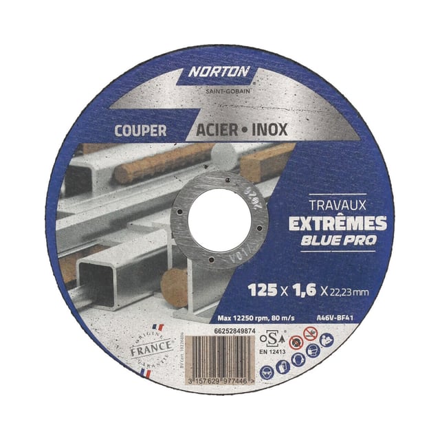 oxyde d'alumine pour acier inoxydable,  NORTON, Ø125 mm