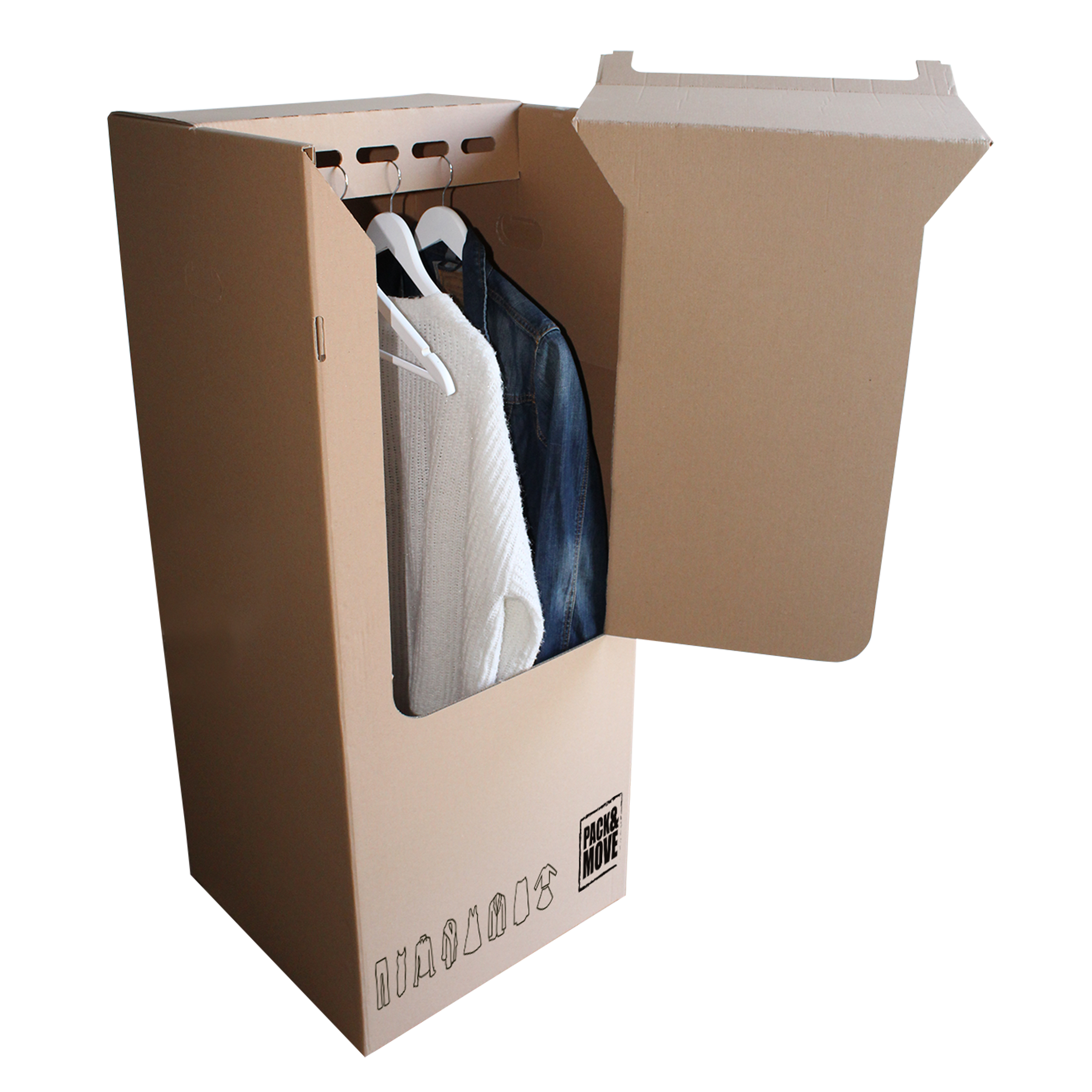 Scatola da imballaggio per vestiti con barra avana doppio L 50 x H 120 x P 50 cm - 2