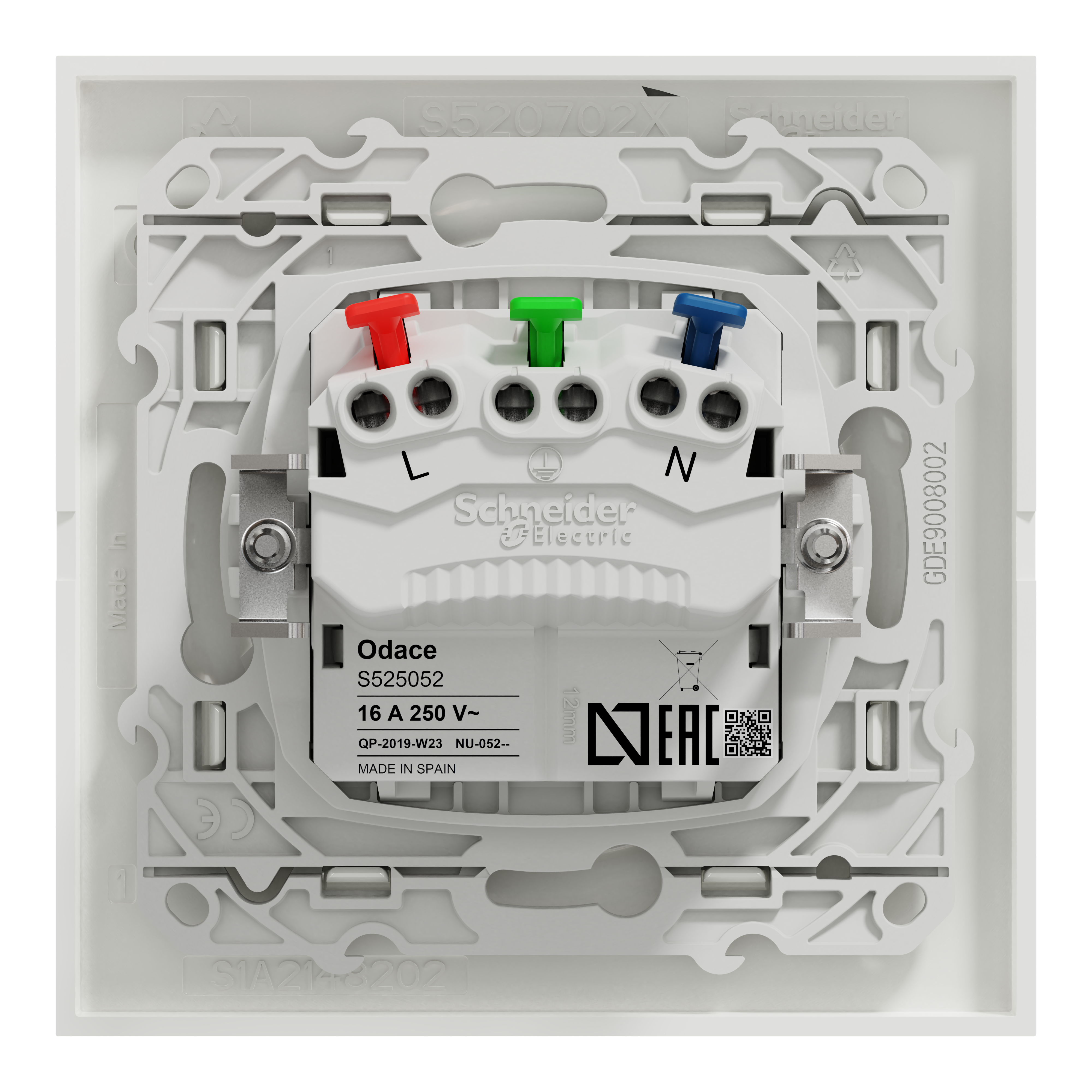 Lot de 5 prises affleurantes complet Odace, SCHNEIDER ELECTRIC, blanc - 3