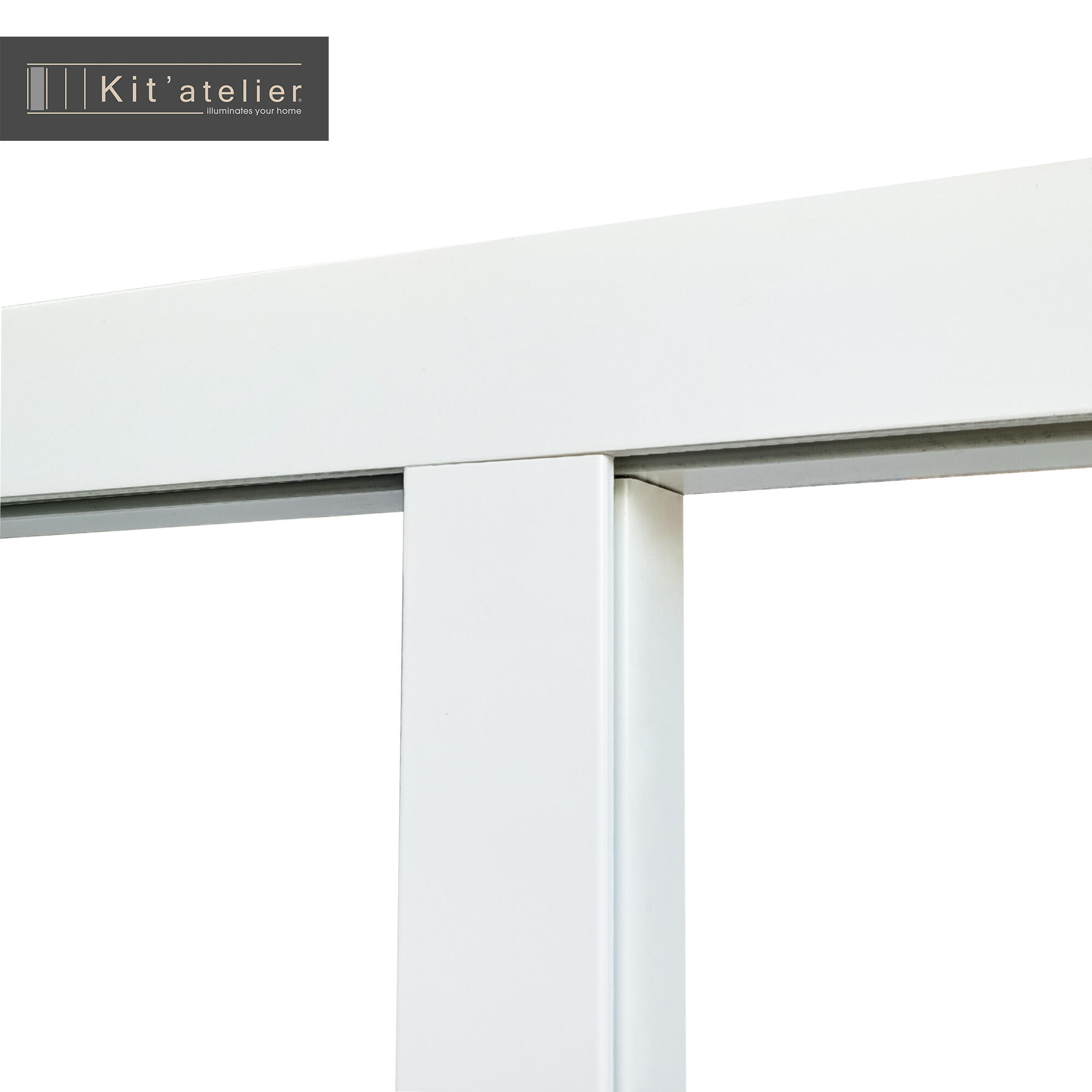 Verrière atelier aluminium fixe, 4 vitrages inclus H.108 x l.123,20 cm blanc sablé - 4