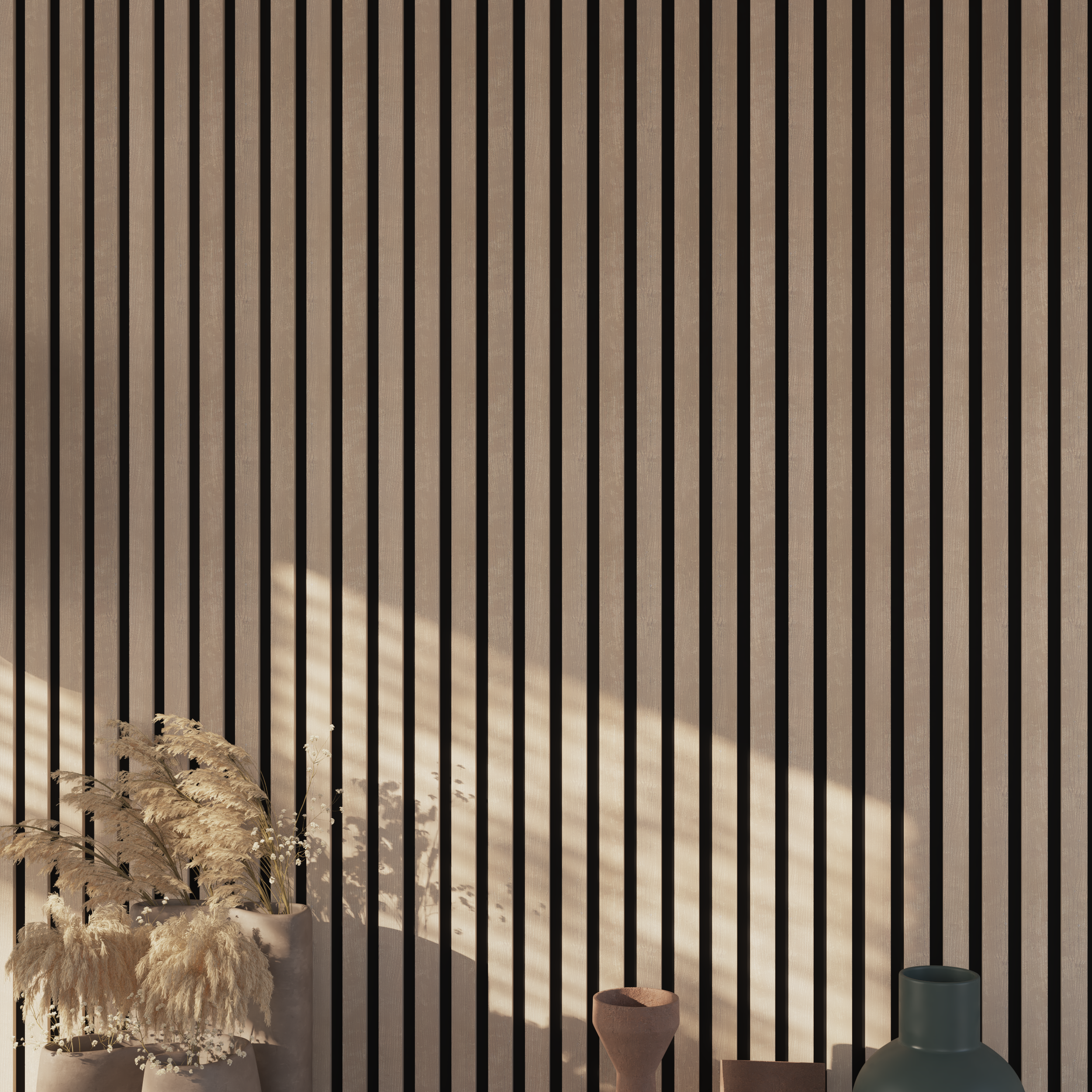 Panneau tasseaux décor chêne clair, fond feutrine noir Ravik ARTENS, 260x30 cm - 7