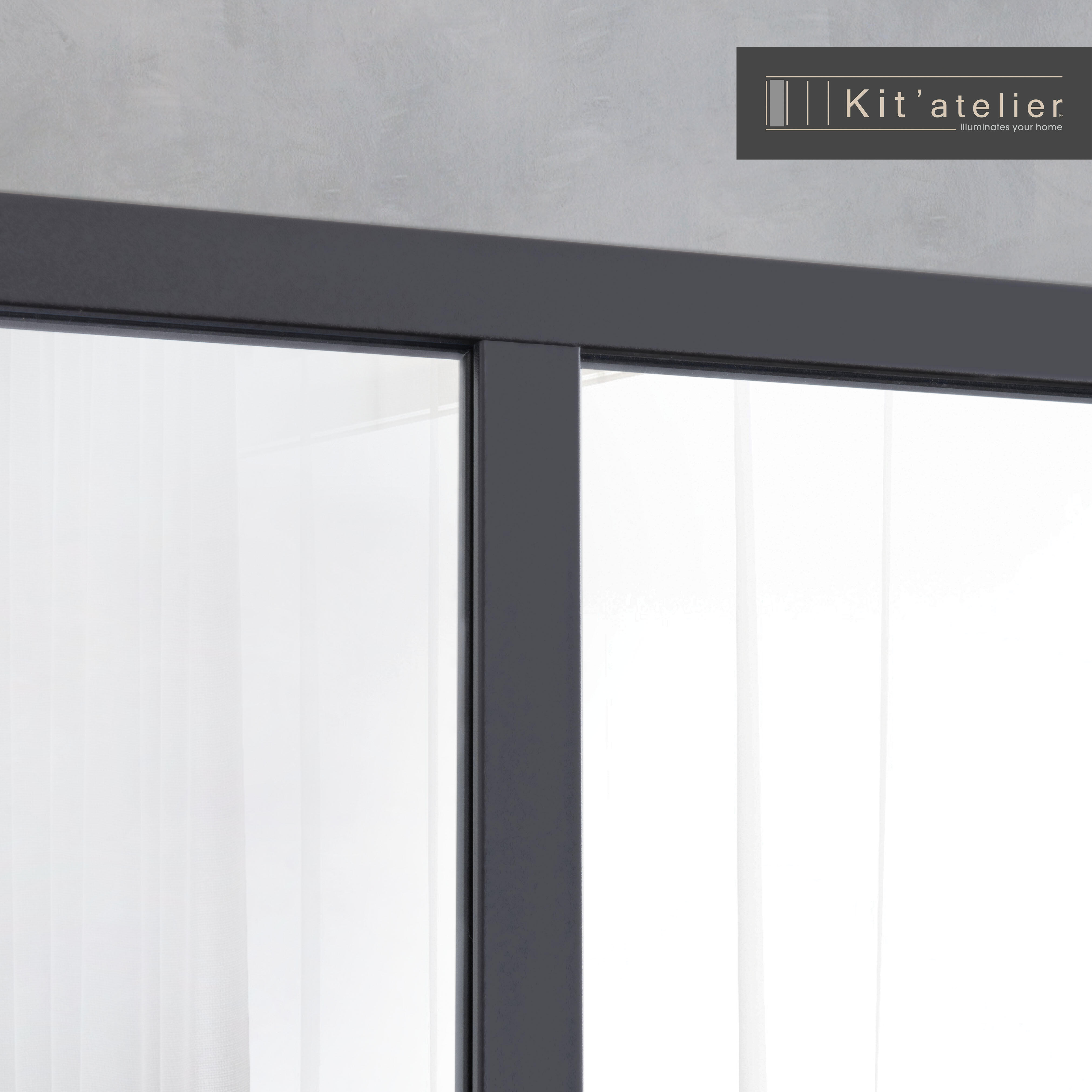 Verrière atelier aluminium coulissante, 3 vitrages inclus H.108 x l.93,20 cm noir sablé - 4