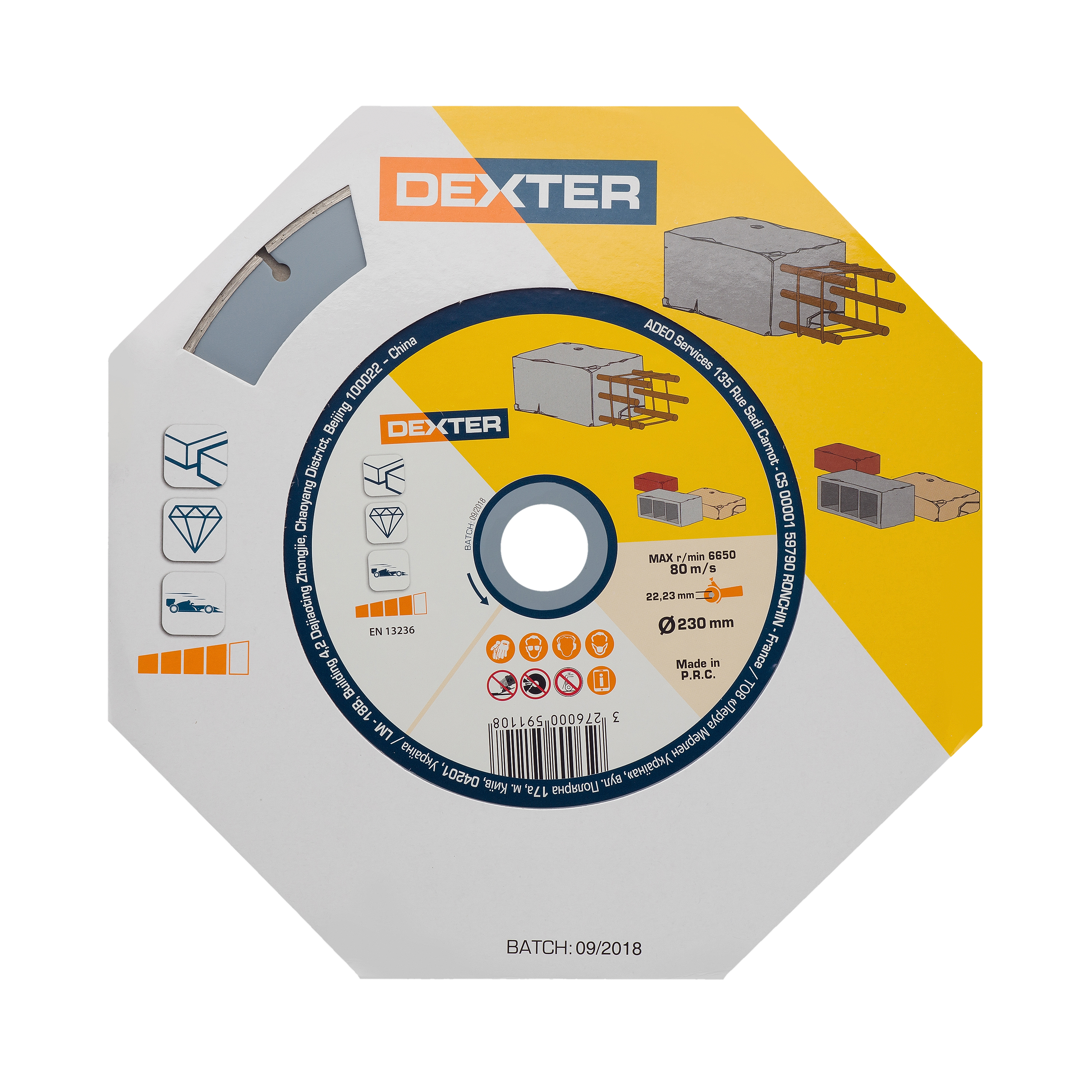 Tarcza diamentowa SEGMENTOWA DO BETONU 230 x 2.8 x 22.2 mm DEXTER - 7