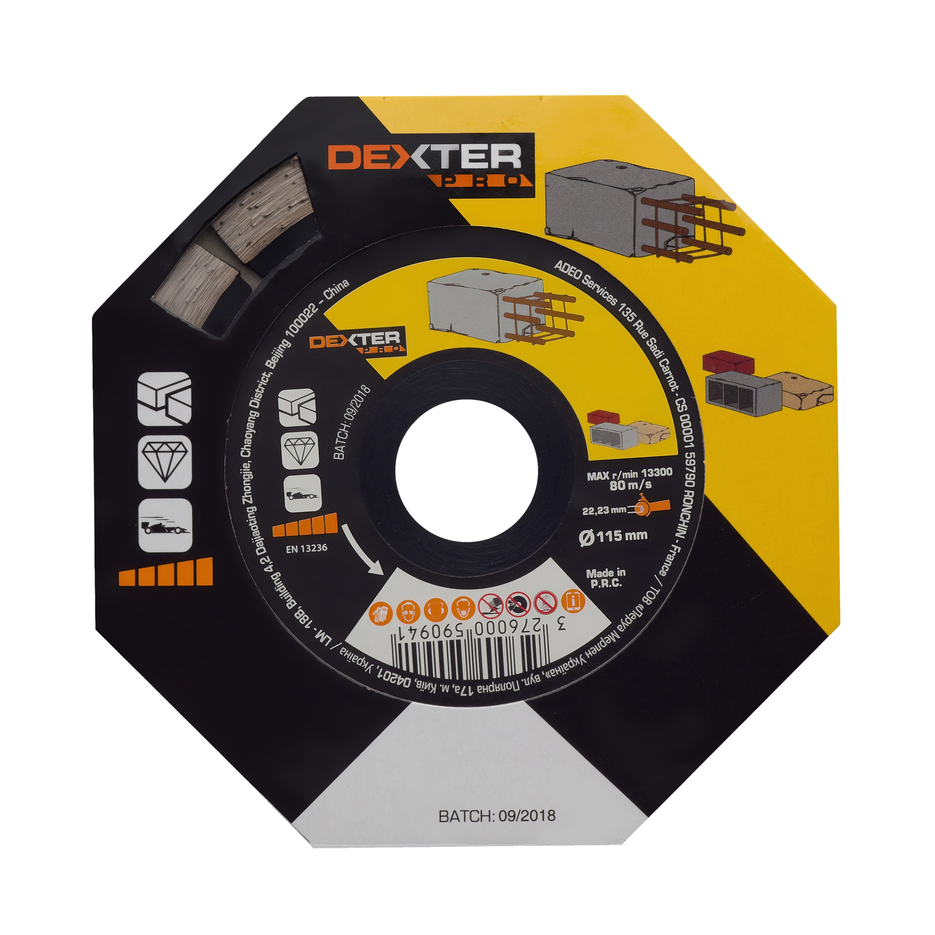 Tarcza diamentowa SEGMENTOWA DO BETONU 115 x 1.8 x 22.2 mm DEXTER PRO - 3