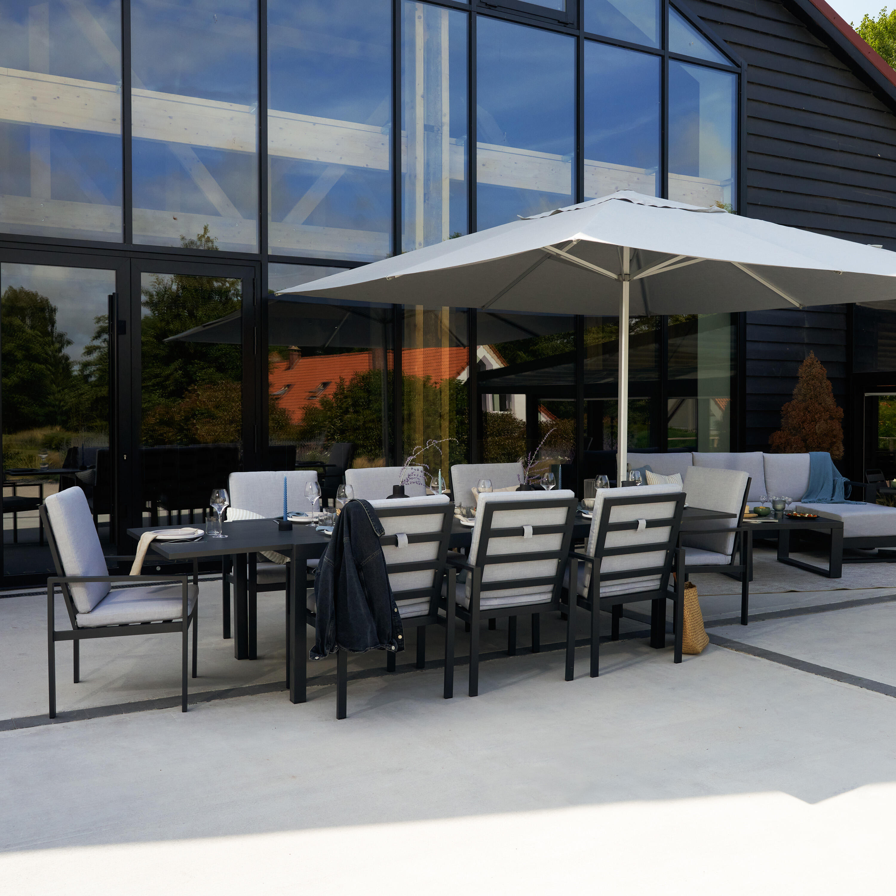 Tavolo da giardino allungabile Athena NATERIAL in alluminio grigio per 8 persone 224/336x100cm - 3