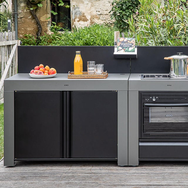 Meuble pour cuisine extérieure ENO Felix, gris et noir