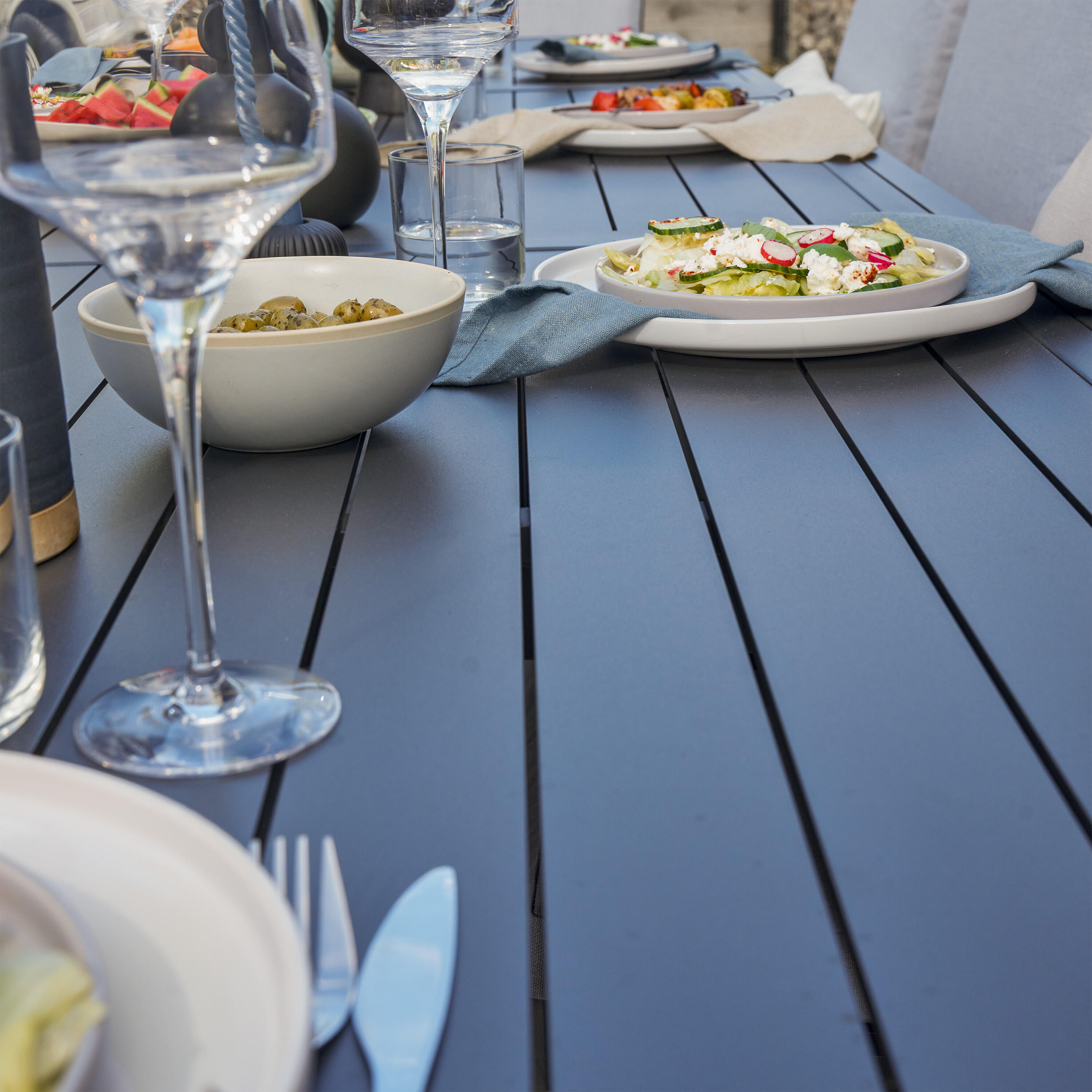 Tavolo da giardino allungabile Athena NATERIAL in alluminio grigio per 8 persone 224/336x100cm - 9