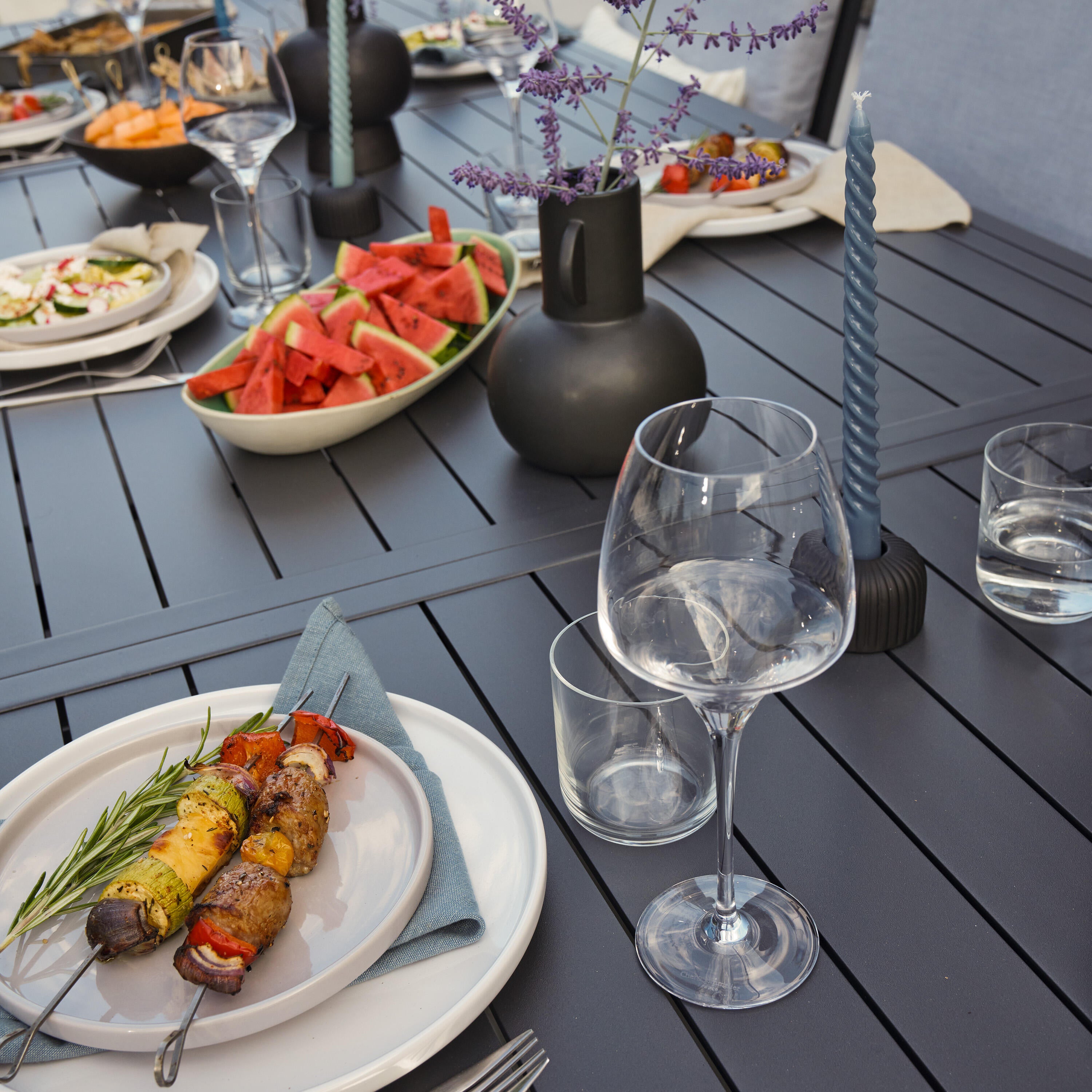 Tavolo da giardino allungabile Athena NATERIAL in alluminio grigio per 8 persone 224/336x100cm - 8