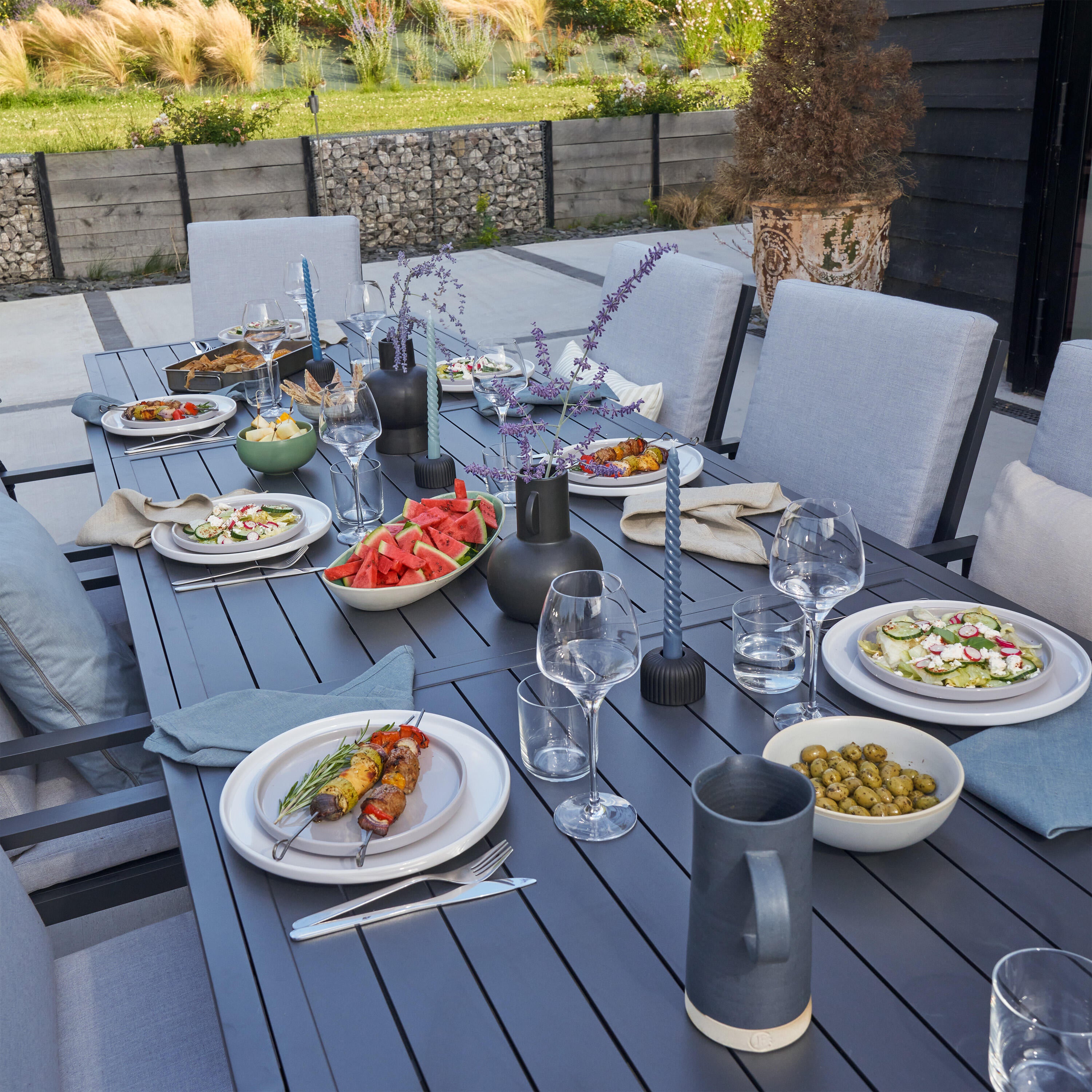 Tavolo da giardino allungabile Athena NATERIAL in alluminio grigio per 8 persone 224/336x100cm - 7