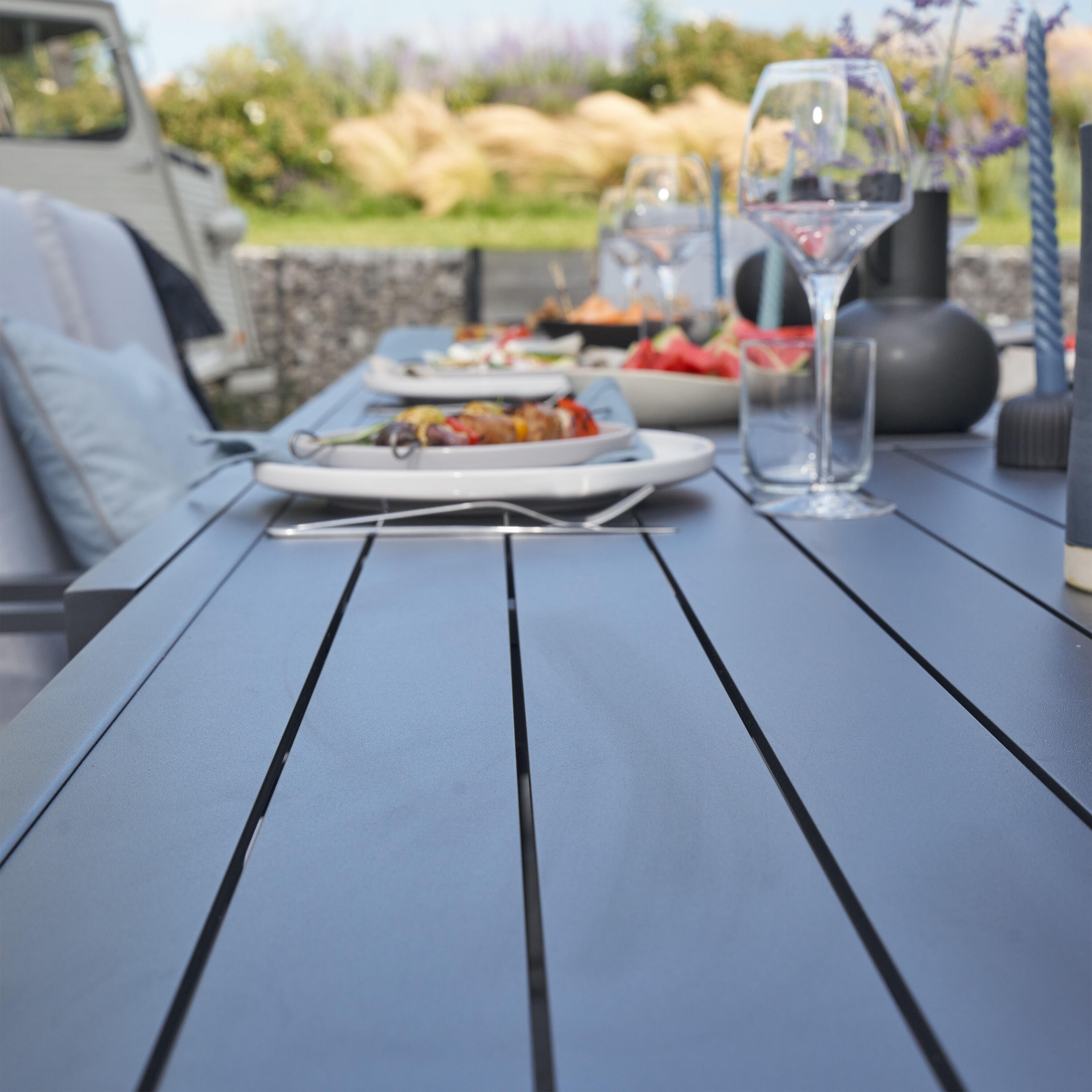 Tavolo da giardino allungabile Athena NATERIAL in alluminio grigio per 8 persone 224/336x100cm - 6