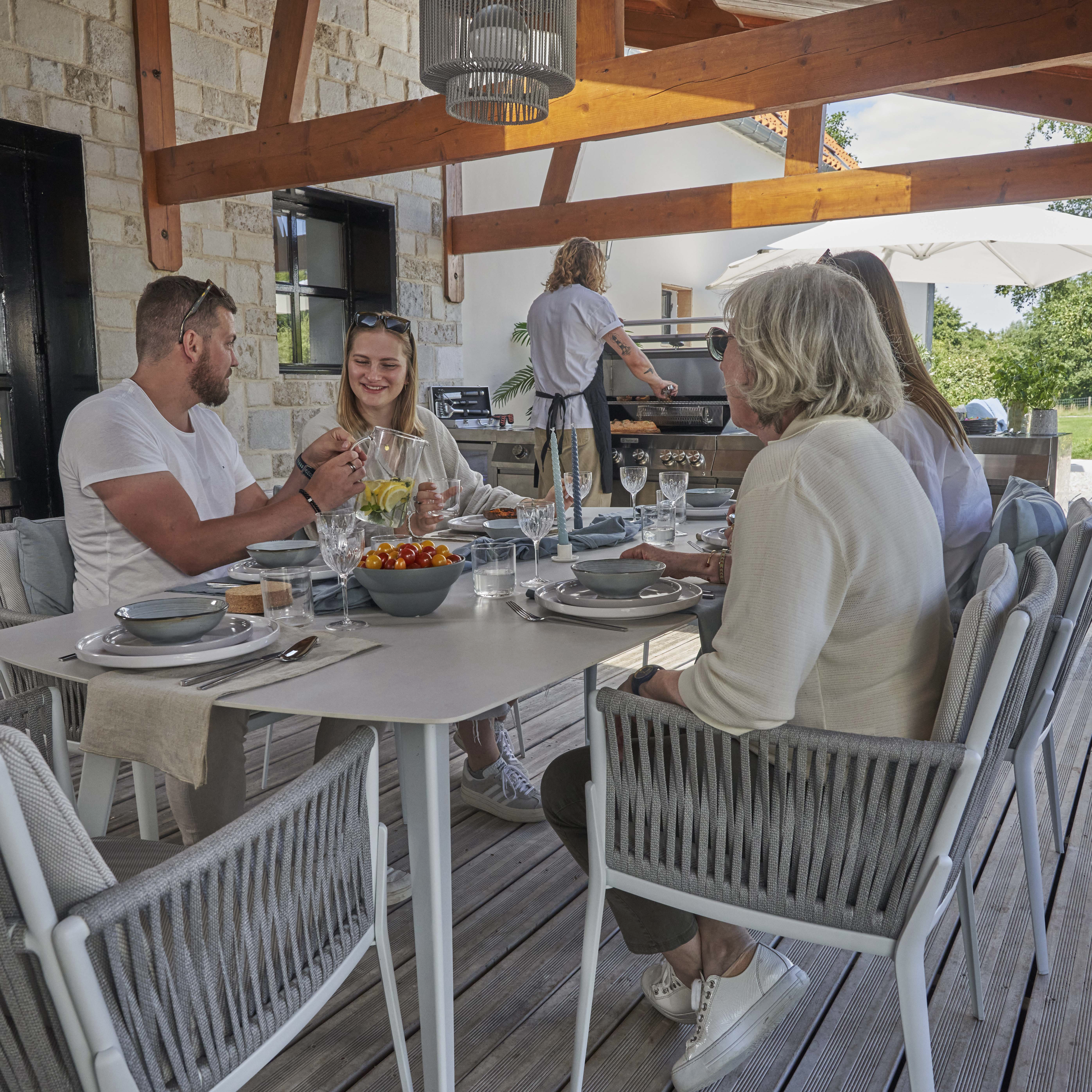 Conjunto de jardín naterial hydra de aluminio blanco para 6 personas