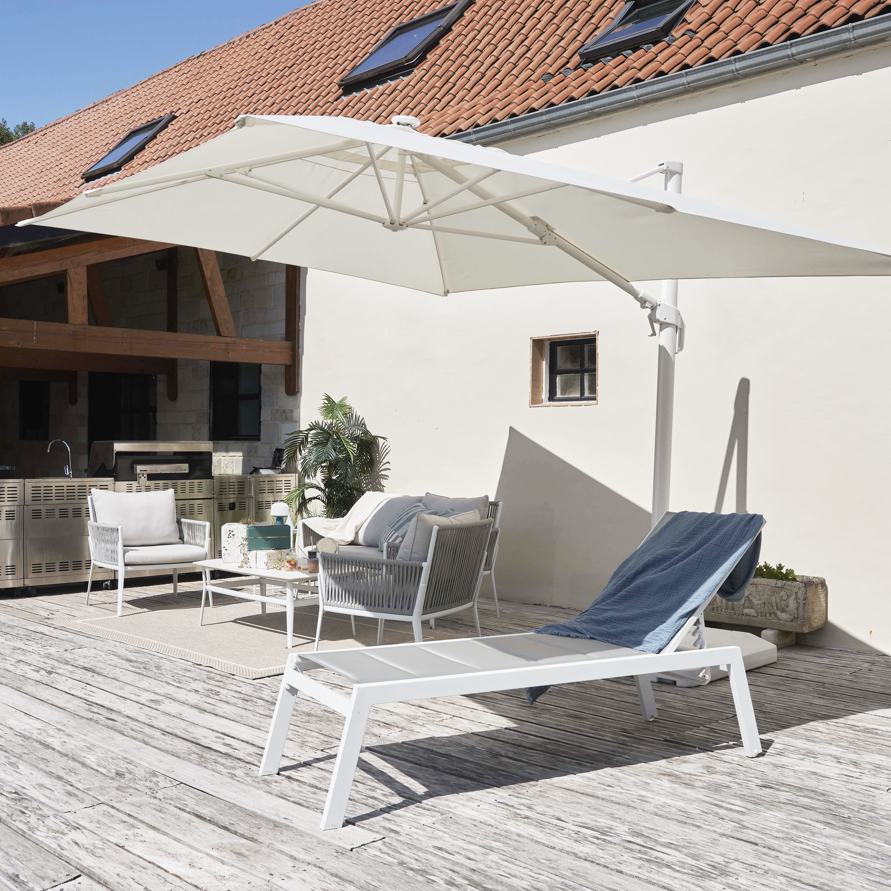 Parasol déporté carré blanc Sonora NATERIAL L.288 x l.288 cm - 2