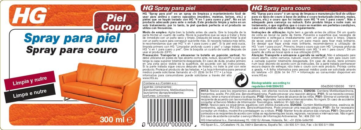 Produto de limpeza em spray para couro e pele HG 300 ML - 3