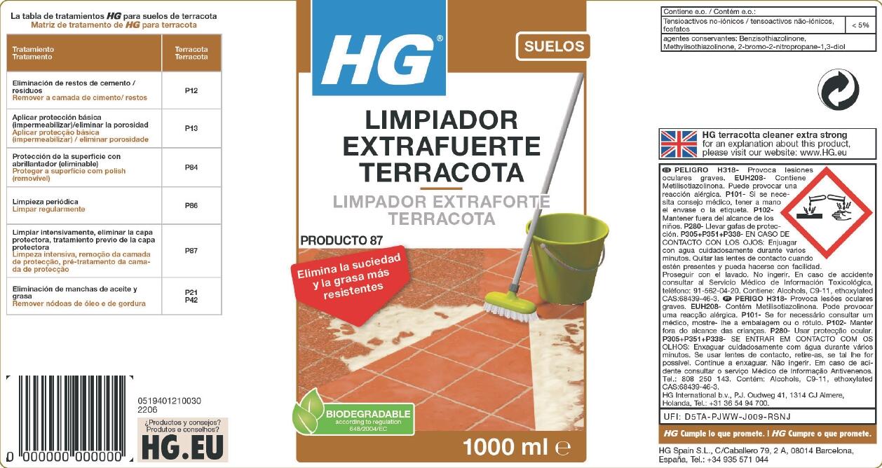 Produto de limpeza extraforte para chão terracota HG 1 L - 3