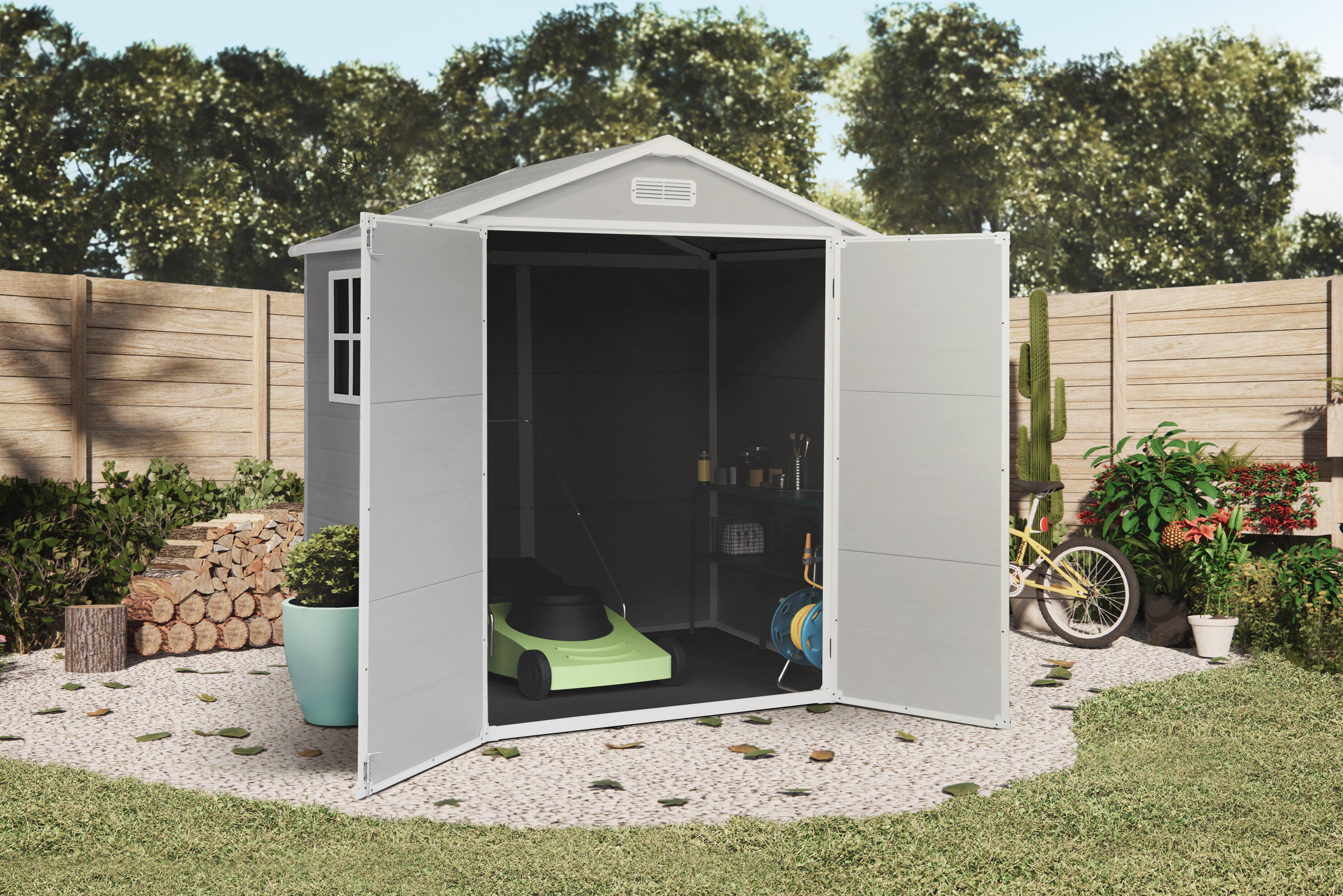Caseta de resina ONE de 181x210x132 cm y 2.4 m2 con 12 mm espesor y doble puerta abatible HOGGAR - 3