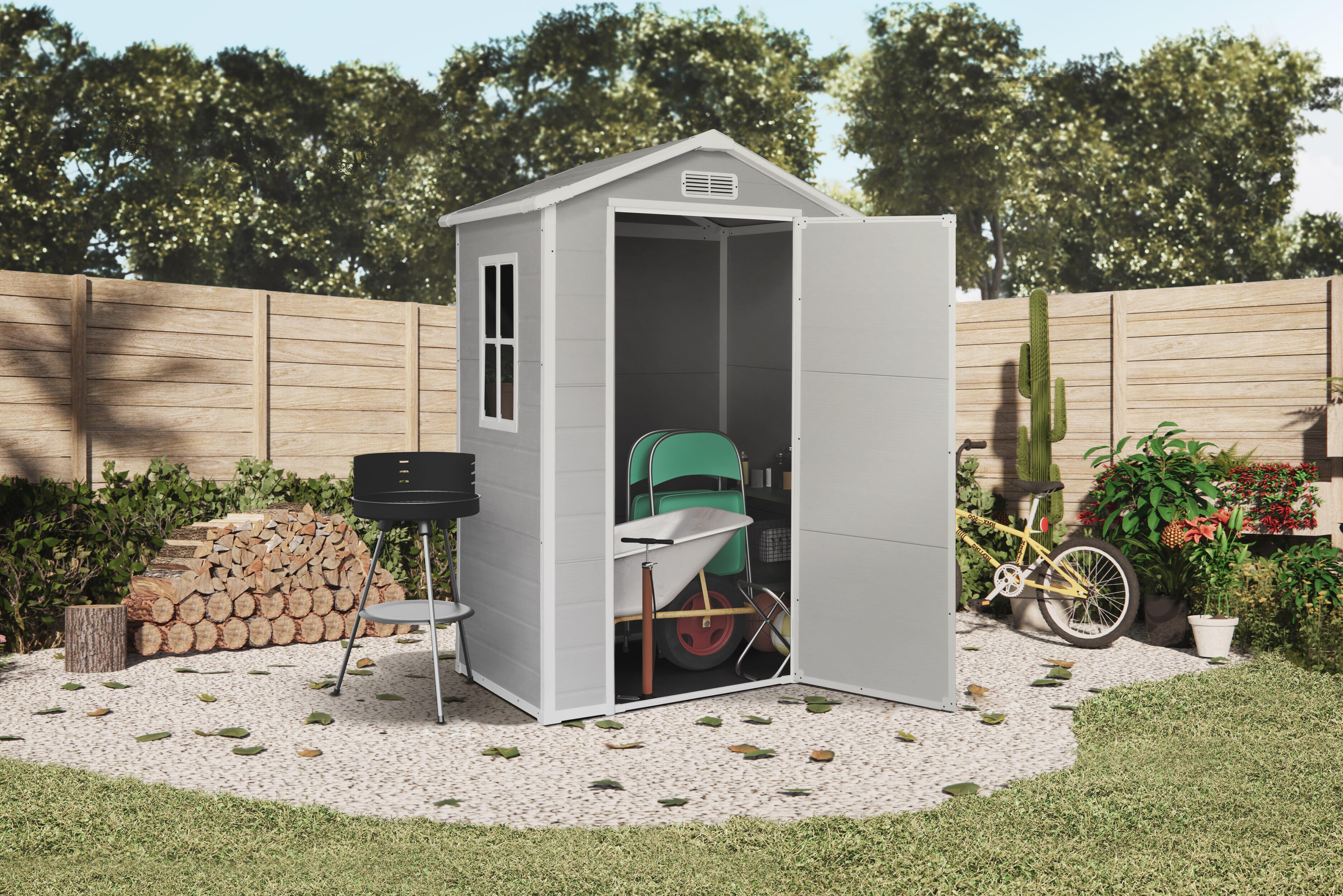 Caseta de resina ONE de 134x204x102.5 cm y 1.37 m2 con 12 mm espesor y puerta abatible HOGGAR - 3