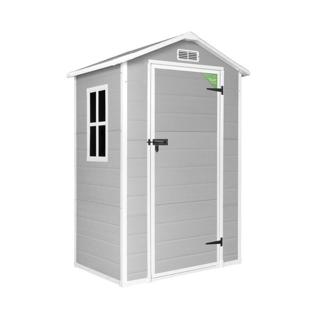 Caseta de resina ONE de 134x204x102.5 cm y 1.37 m2 con 12 mm espesor y puerta abatible HOGGAR
