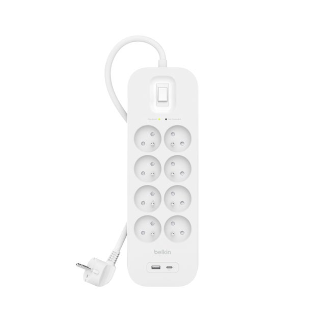 Multiprise 1 USB A 1 USB C avec interrupteur blanc BELKIN