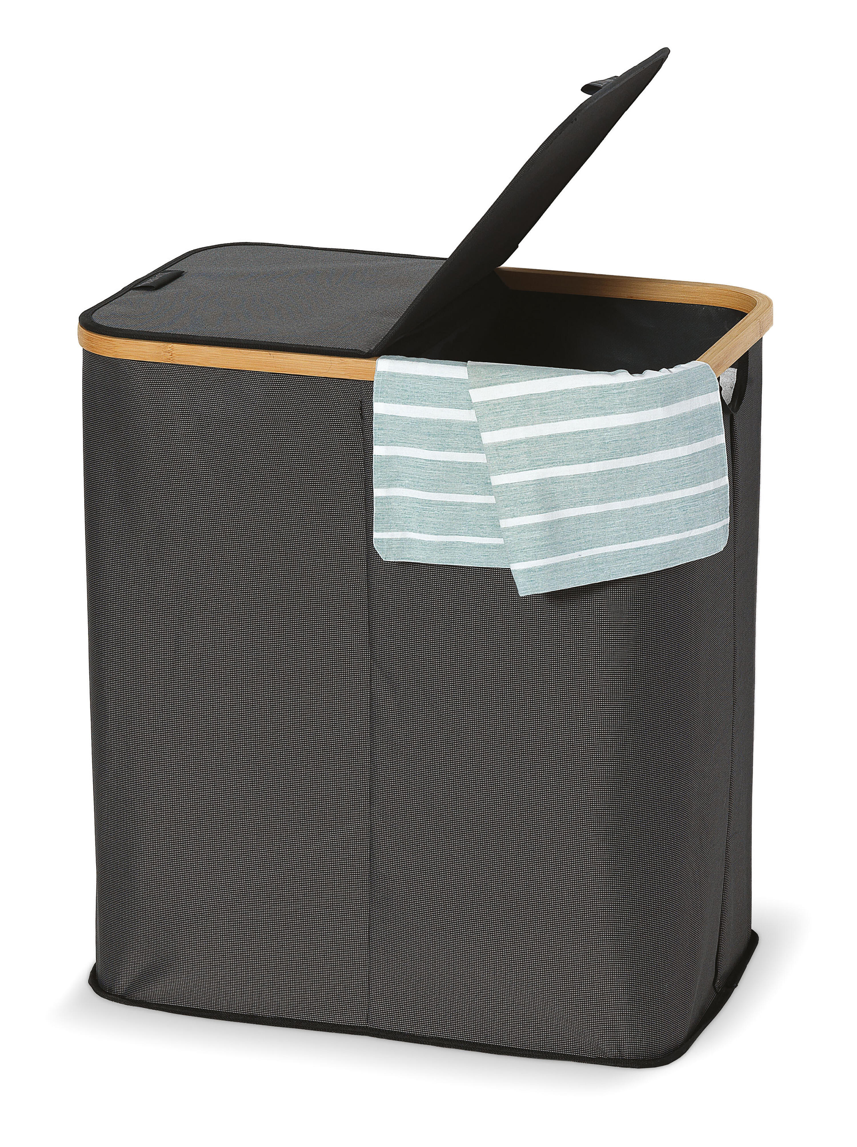 Cesto de ropa de color negro y 40 litros de capacidad