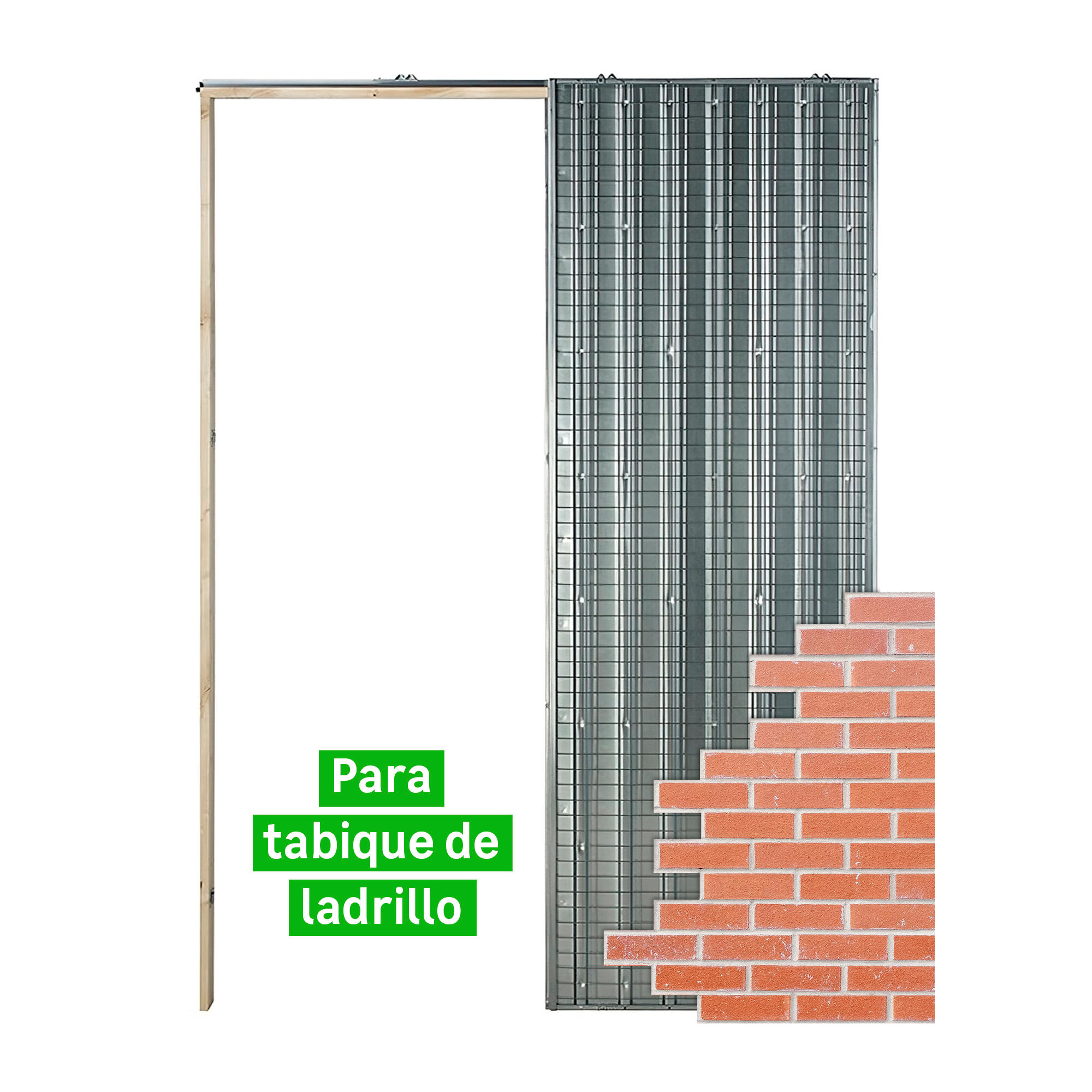 Casoneto puerta corredera doble para tabique de ladrillo 10.5cm 60+60x203x6.9 cm
