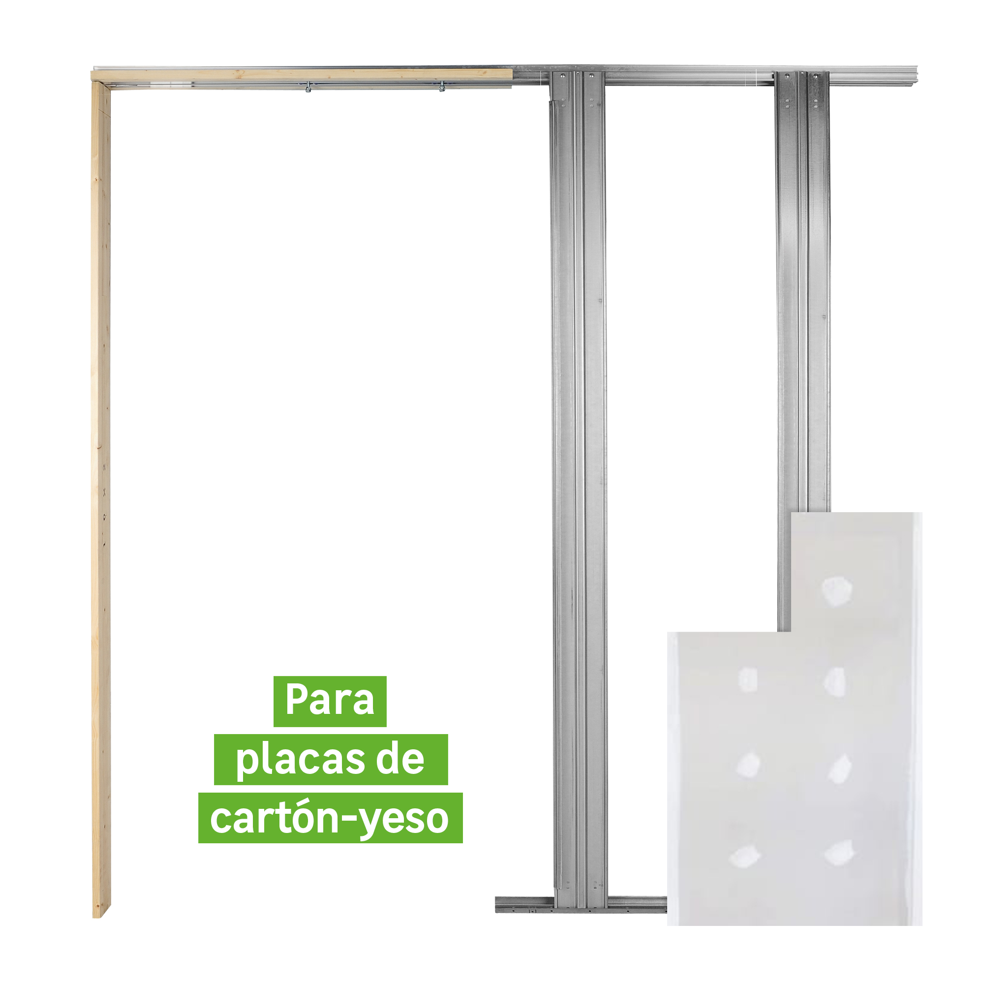 Casoneto puerta corredera desmontado para tabique de placa yeso de 10cm 60/102.5x203/210x5.5 cm
