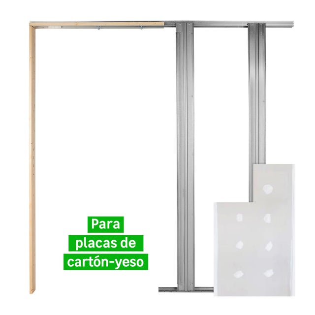 Casoneto puerta corredera desmontado para tabique de placa yeso de 10cm 60/102.5x203/210x5.5 cm