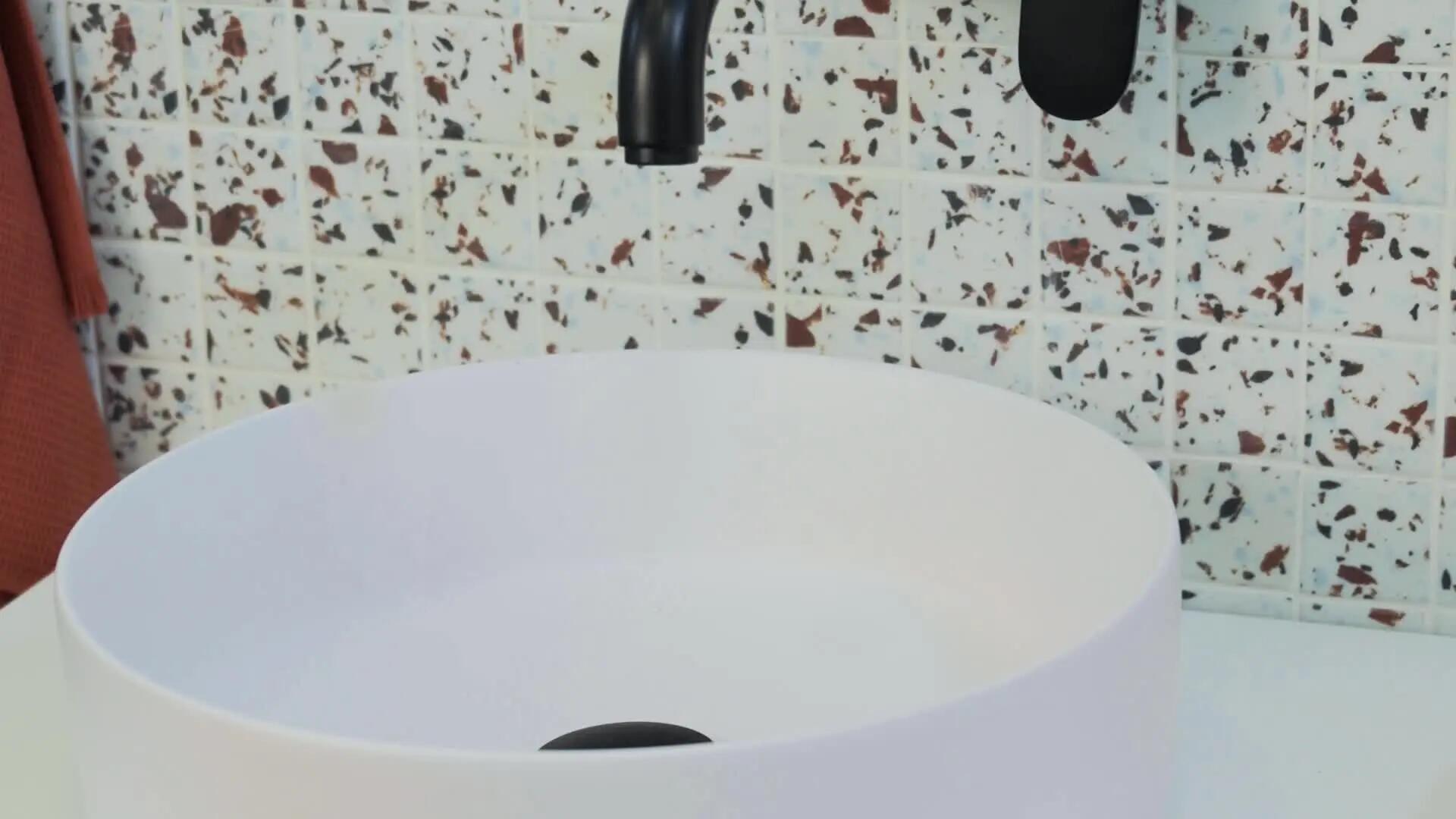 Lavabo sobre encimera de cerámica Studio 37 cm de diámetro redondo blanco mate - 16