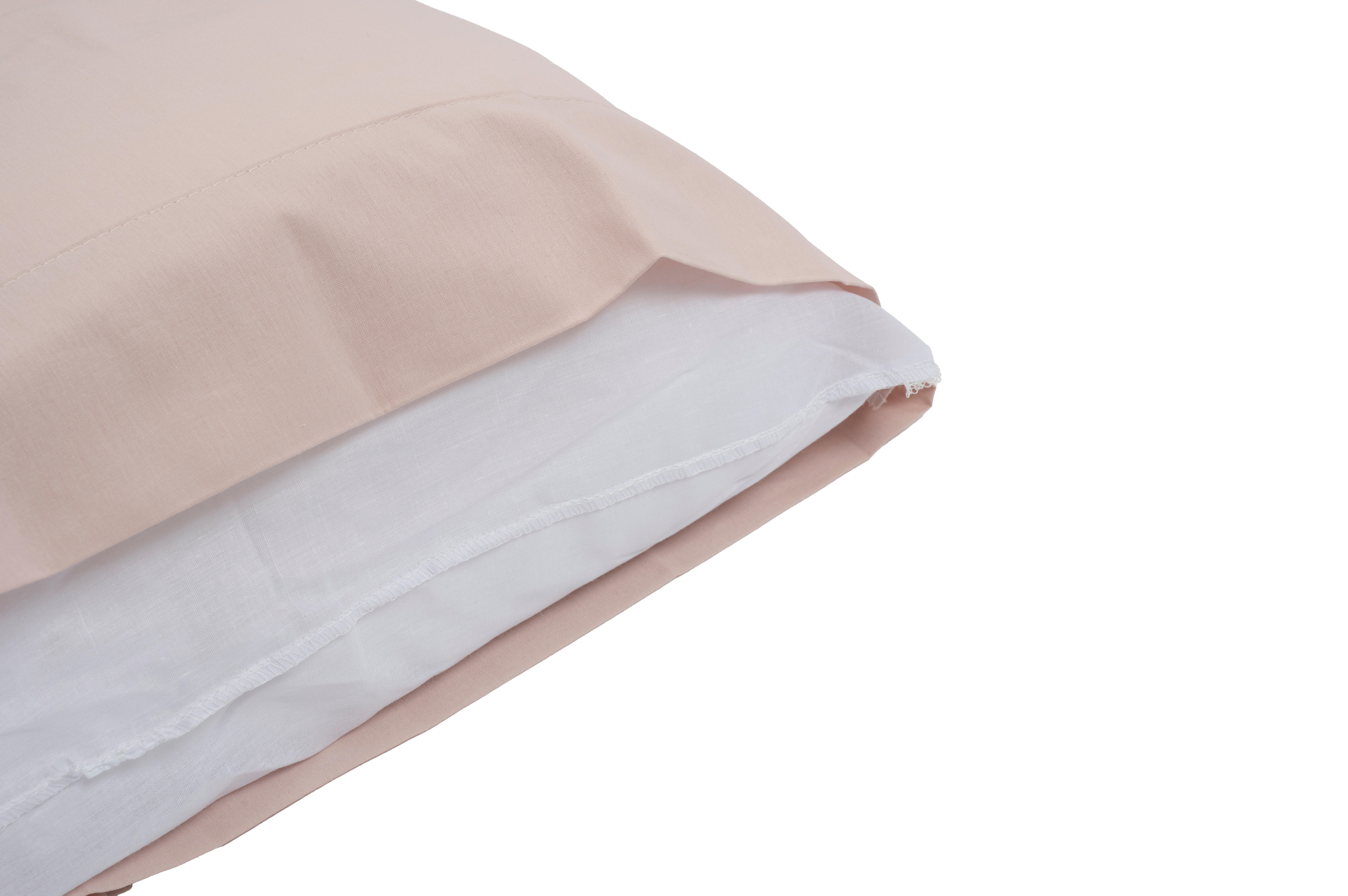 2 Fundas de almohada Esencial algodón 144 hilos rosa palo 50 x 85 cm para cama de 90 cm - 3
