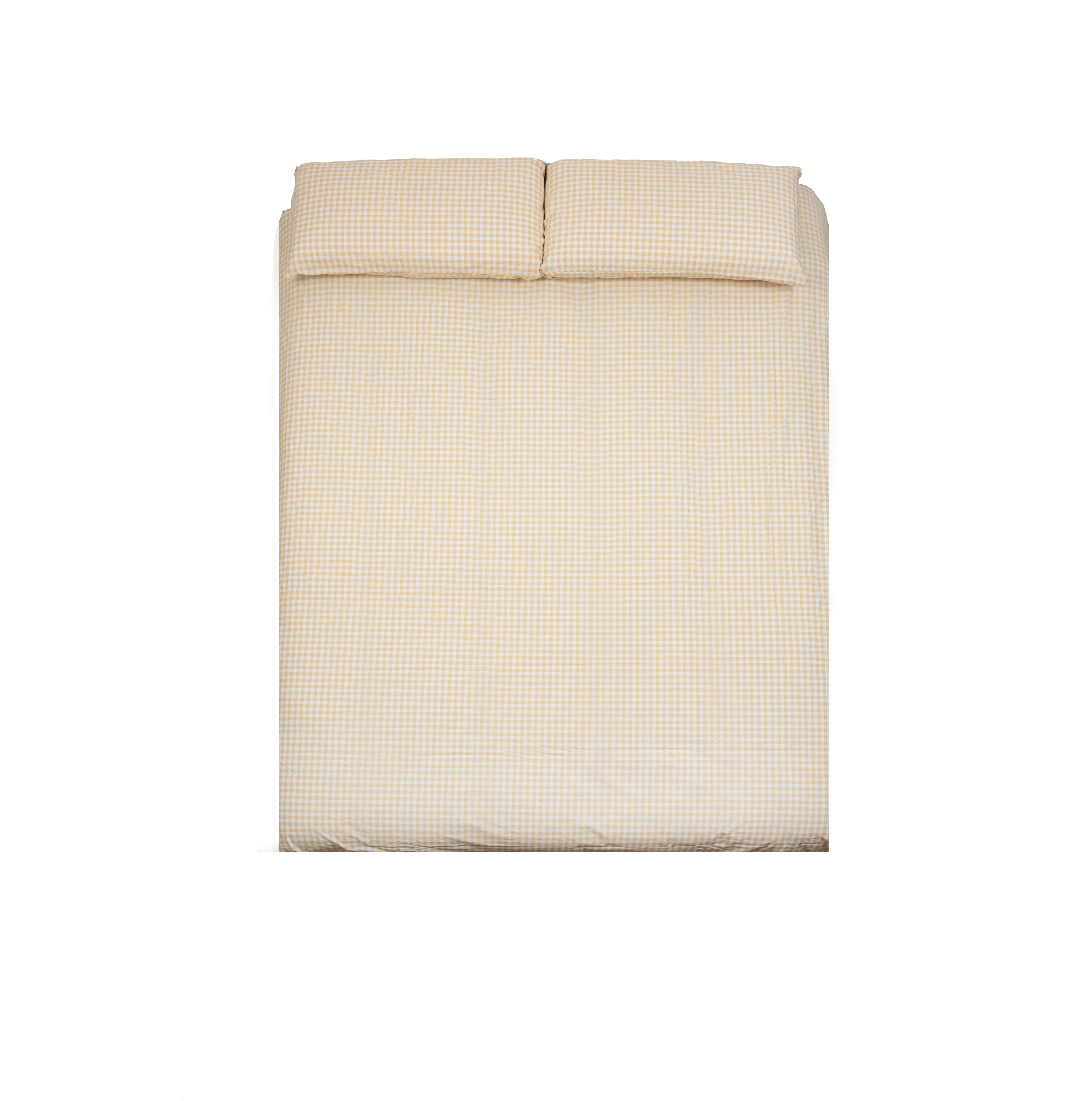 Funda nórdica + 1 funda de almohada cuadro Vichy algodón percal 180 hilos mostaza blanco para cama de 105 cm - 2