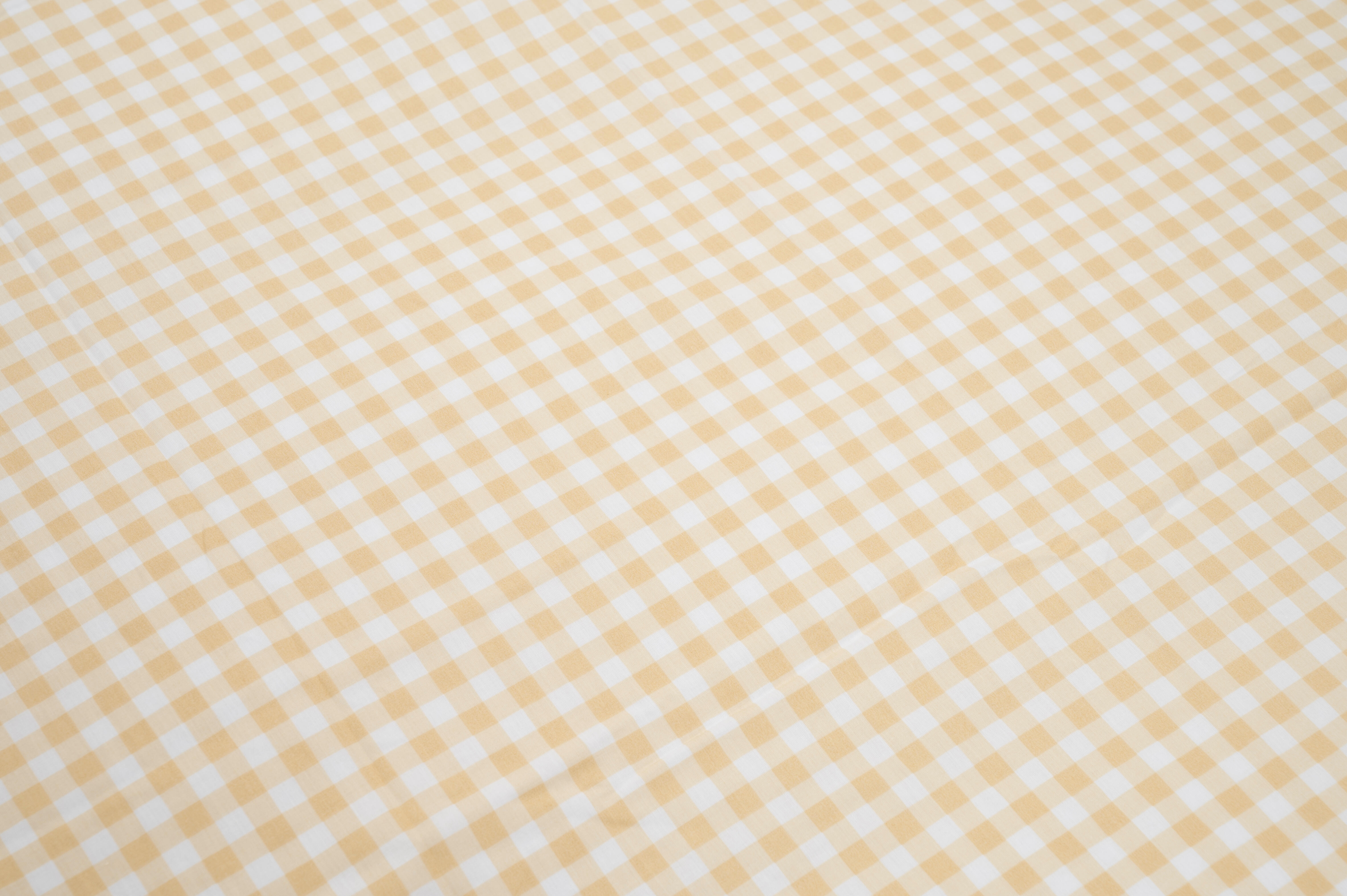 Funda nórdica + 1 funda de almohada cuadro Vichy algodón percal 180 hilos mostaza blanco para cama de 105 cm - 10