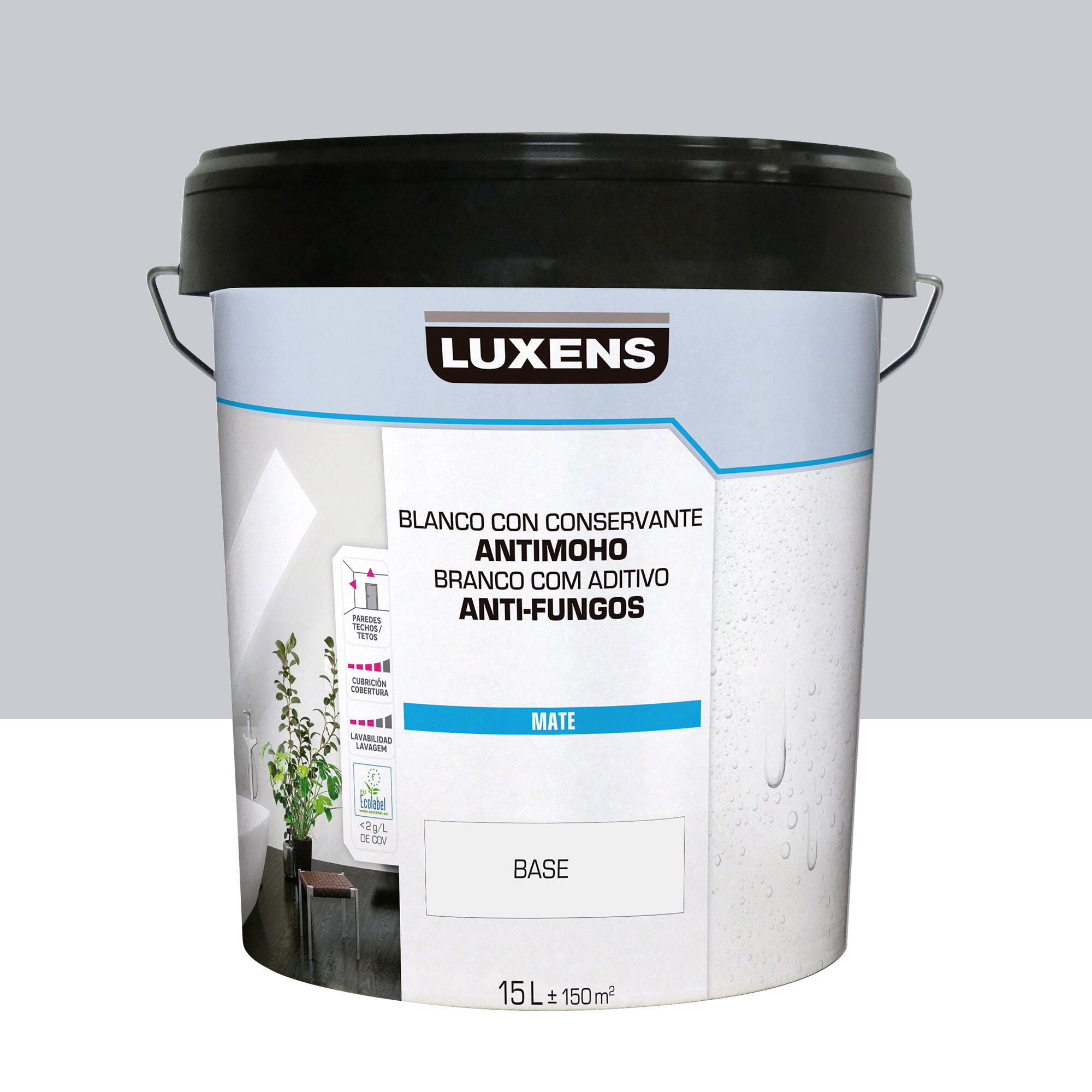 Pintura de interior luxens color a tu gusto gris acero medio luminoso mate 15l