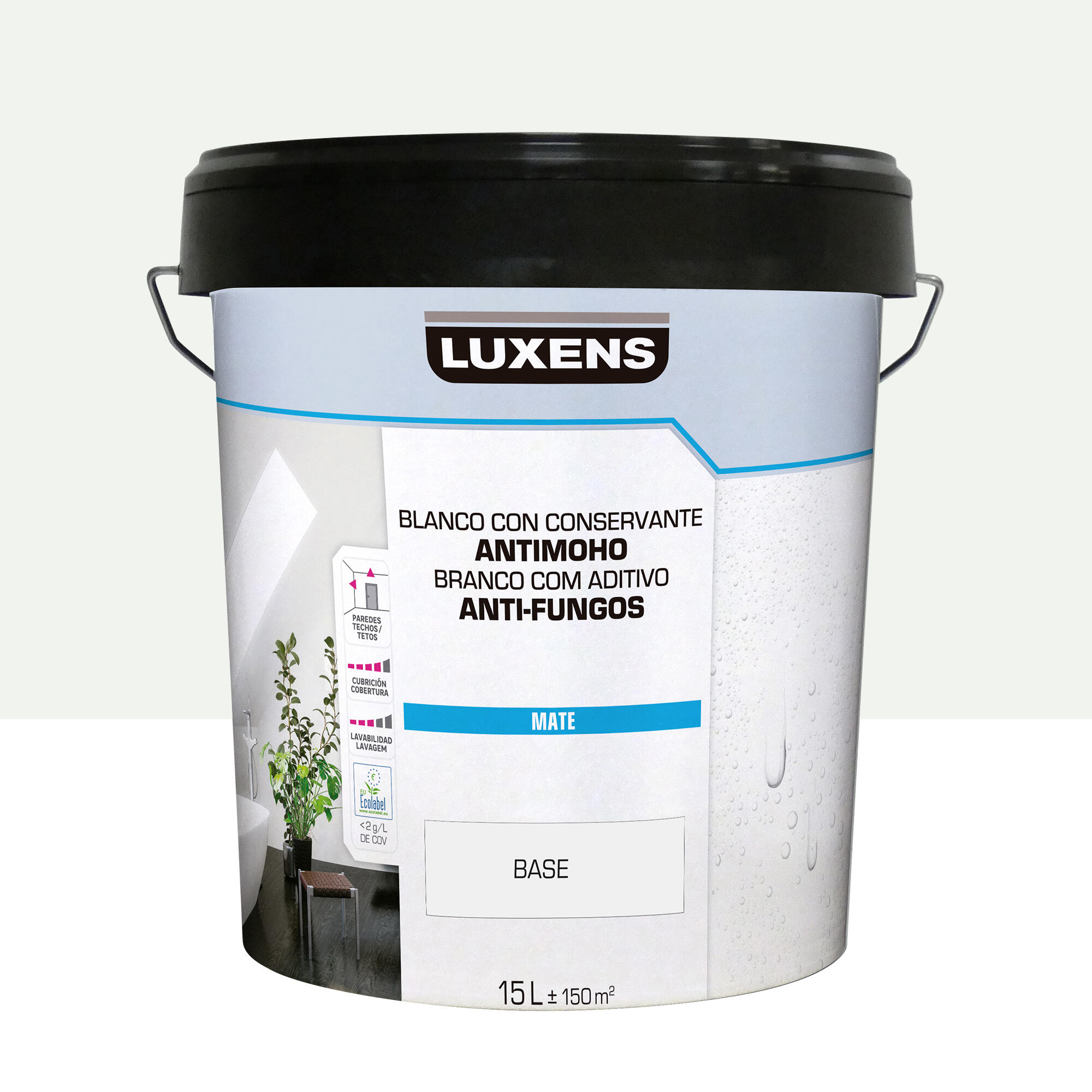 Pintura de interior luxens color a tu gusto gris muy luminoso mate 15l