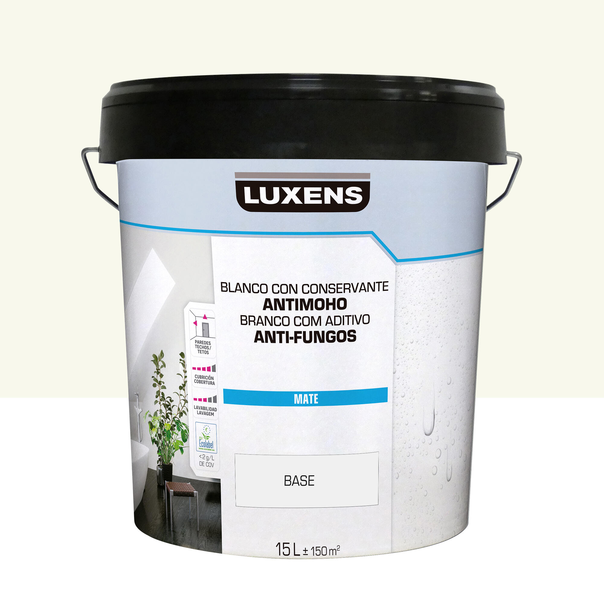 Pintura de interior luxens color a tu gusto blanco lino luminoso mate 15l