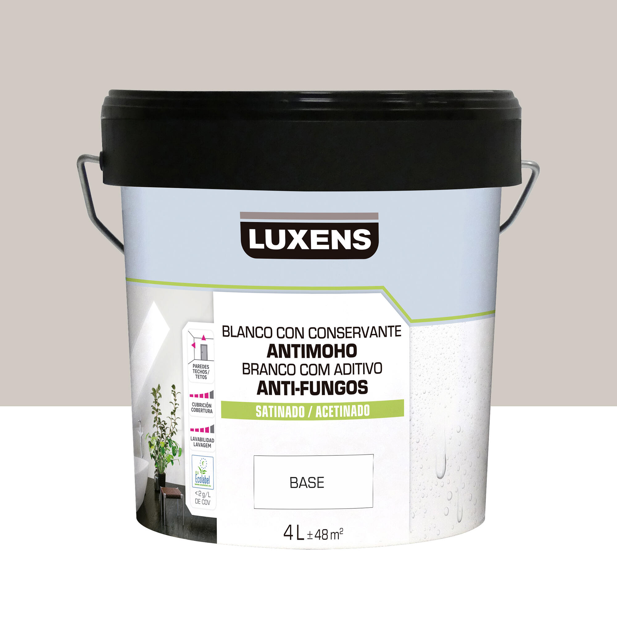 Pintura de interior luxens color a tu gusto topo suave luminoso satinado 4l