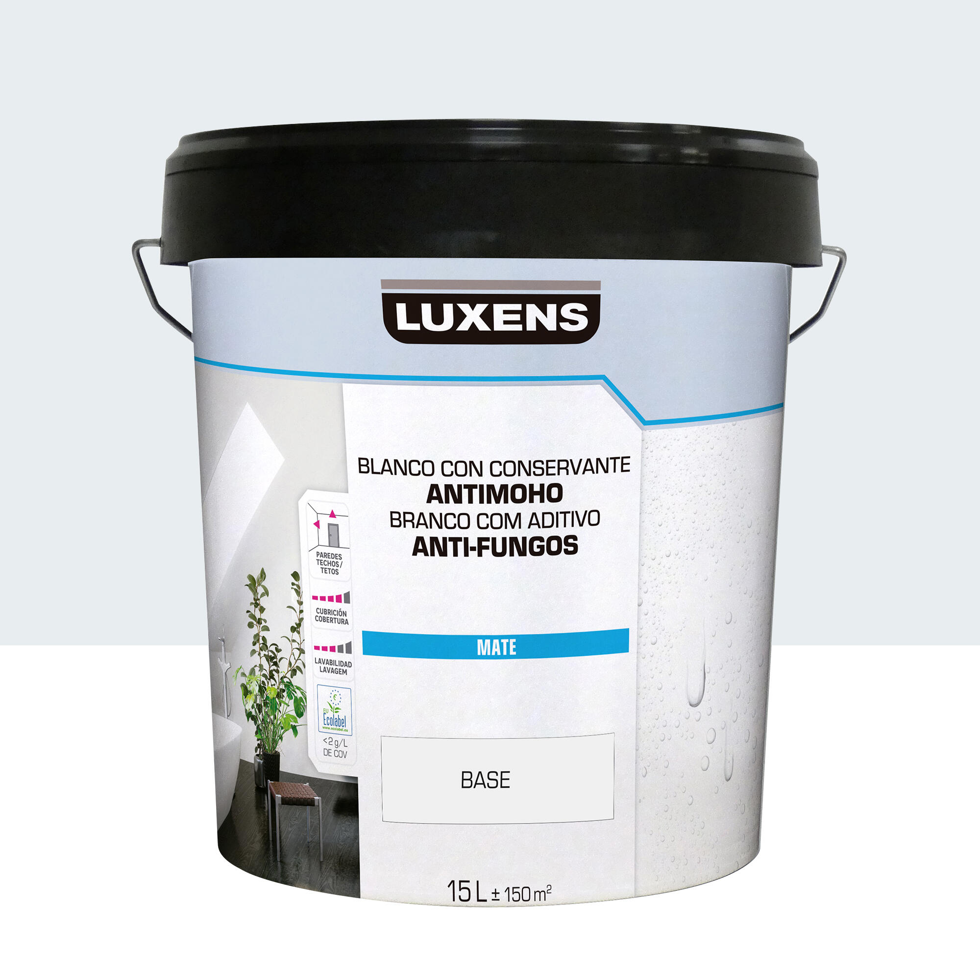 Pintura de interior luxens color a tu gusto gris acero muy luminoso mate 15l
