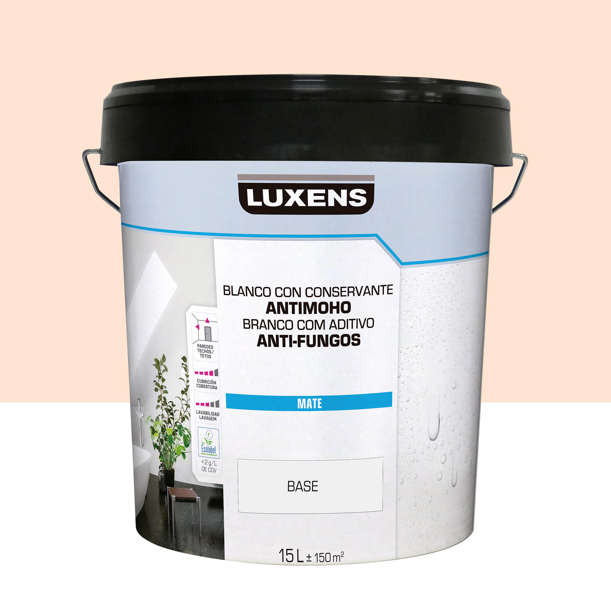 Pintura de interior luxens color a tu gusto salmón suave luminoso mate 15l