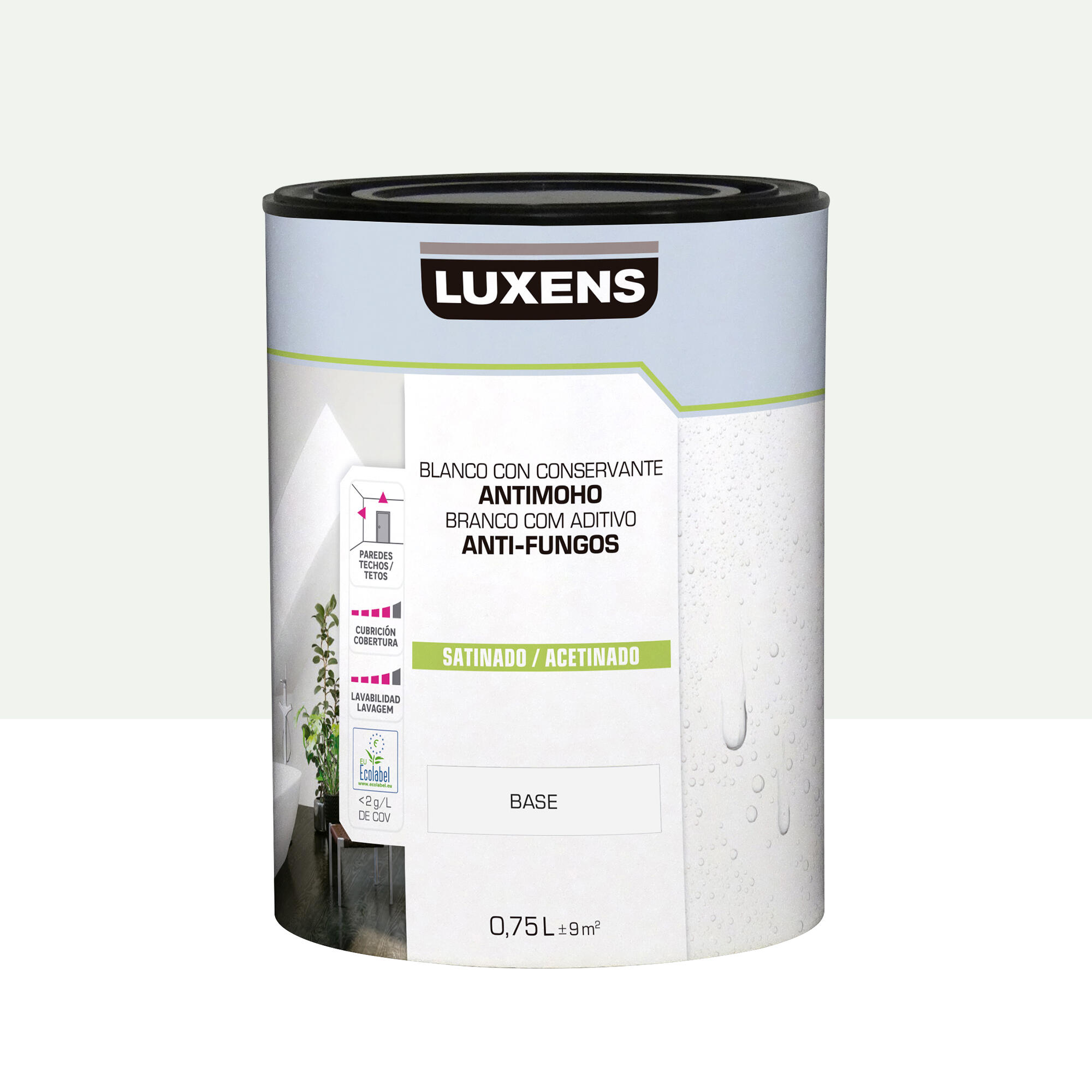 Pintura de interior luxens color a tu gusto gris muy luminoso satinado 0.75l
