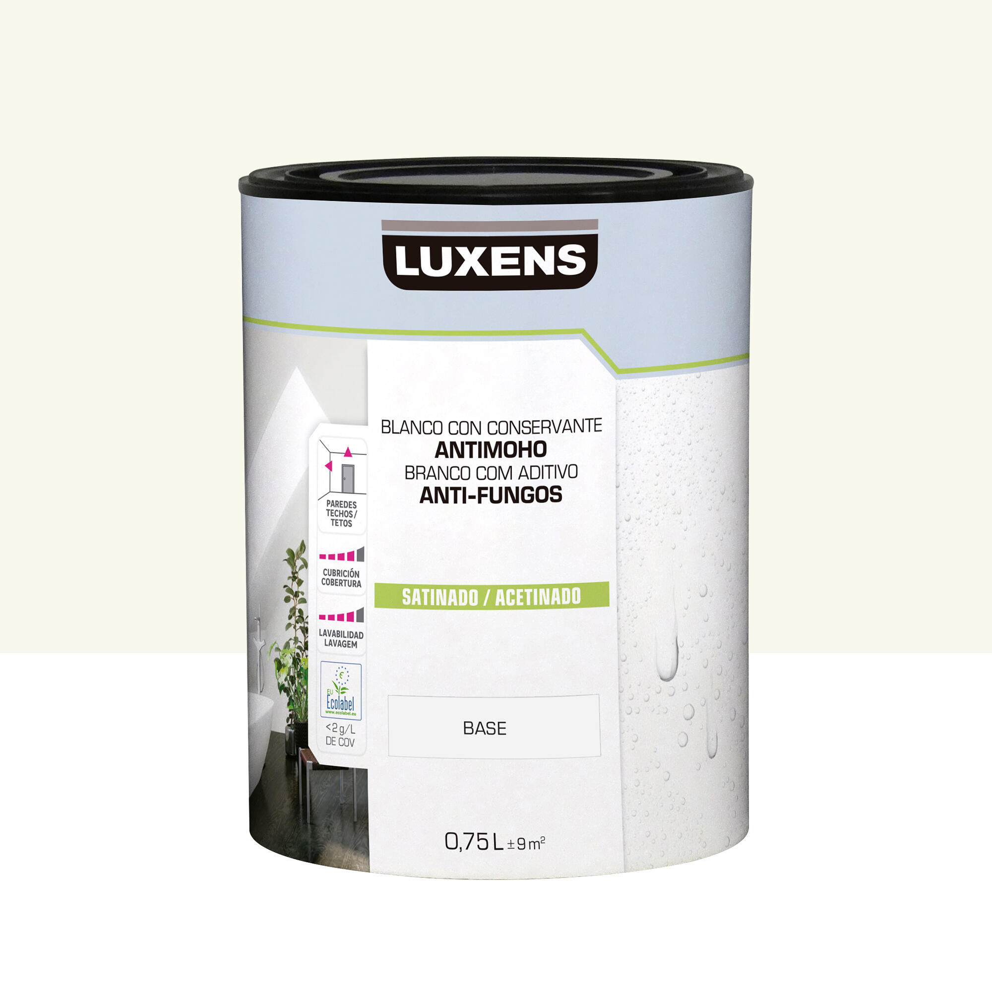 Pintura de interior luxens color a tu gusto blanco lino luminoso satinado 0.75l