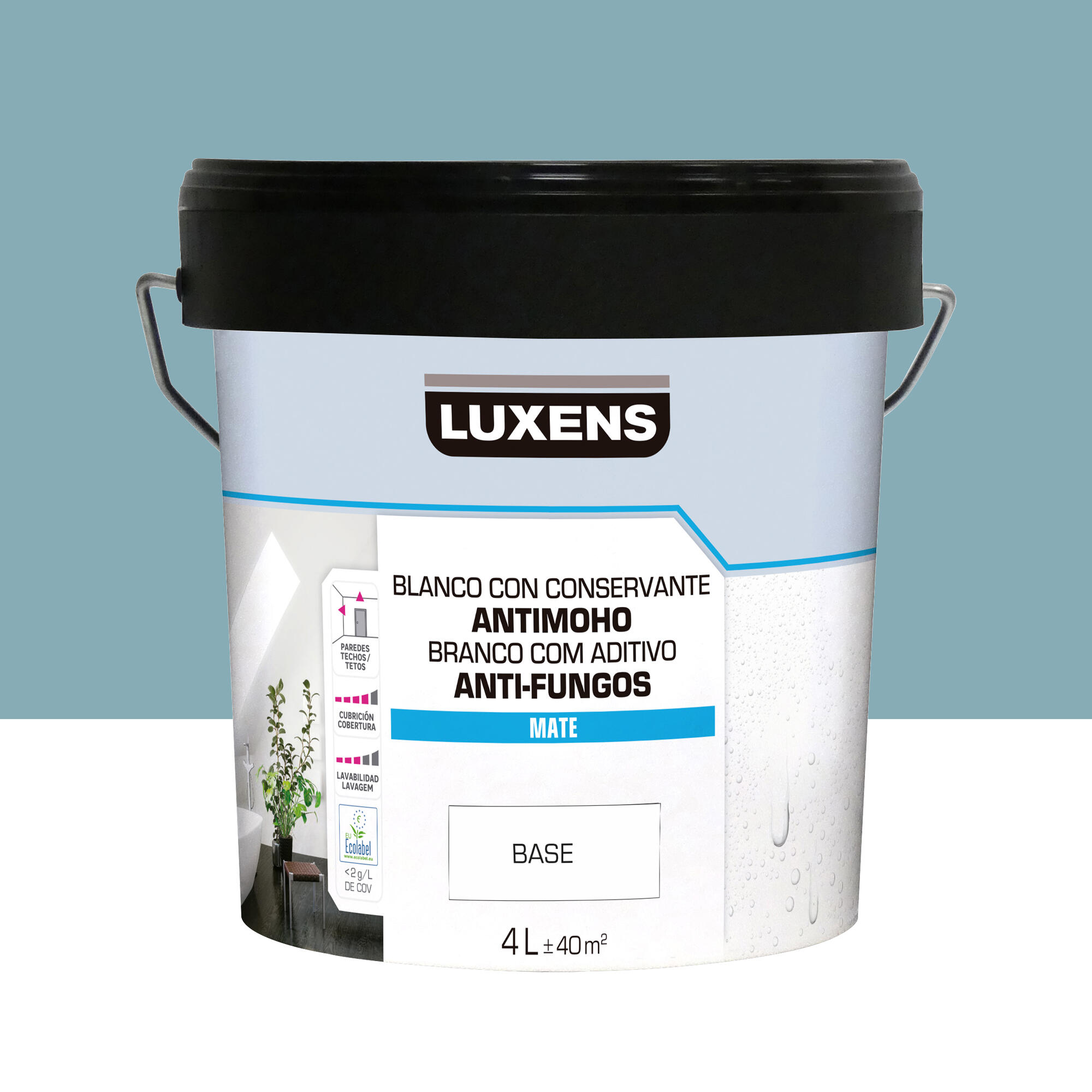 Pintura de interior luxens color a tu gusto azul verdoso intenso oscuro mate 4l