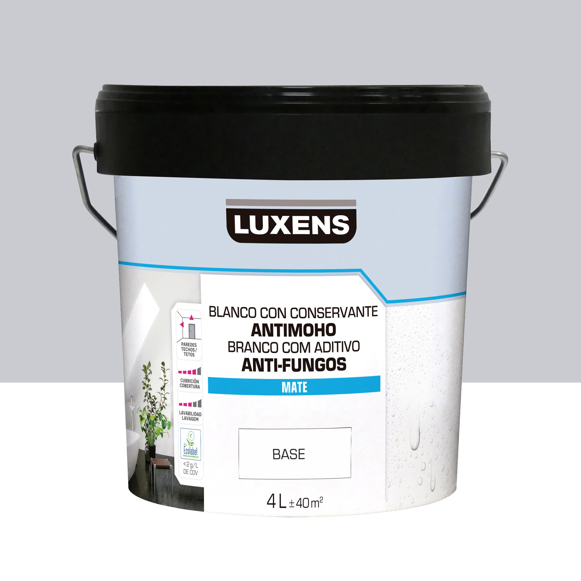 Pintura de interior luxens color a tu gusto gris acero medio luminoso mate 4l