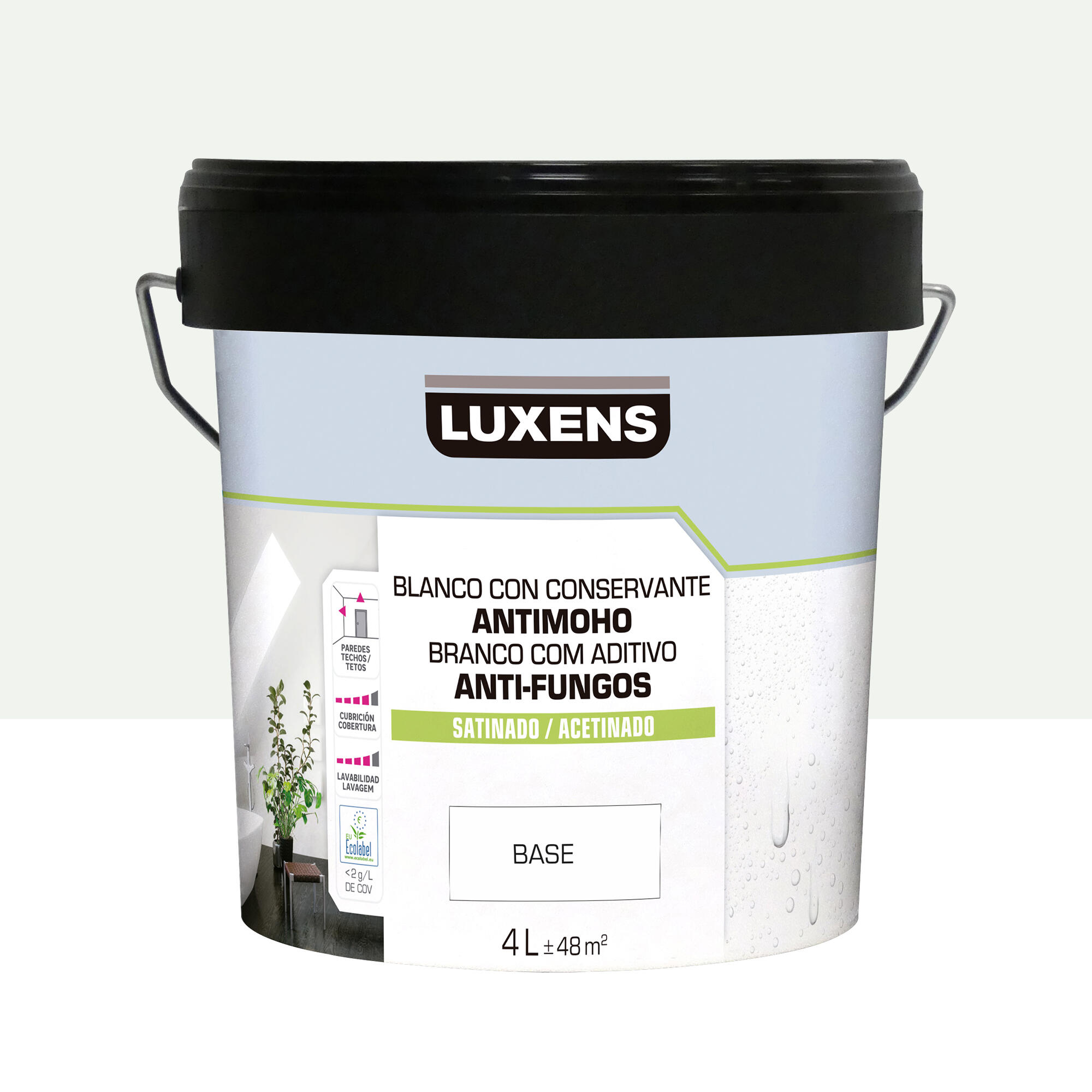Pintura de interior luxens color a tu gusto gris muy luminoso satinado 4l