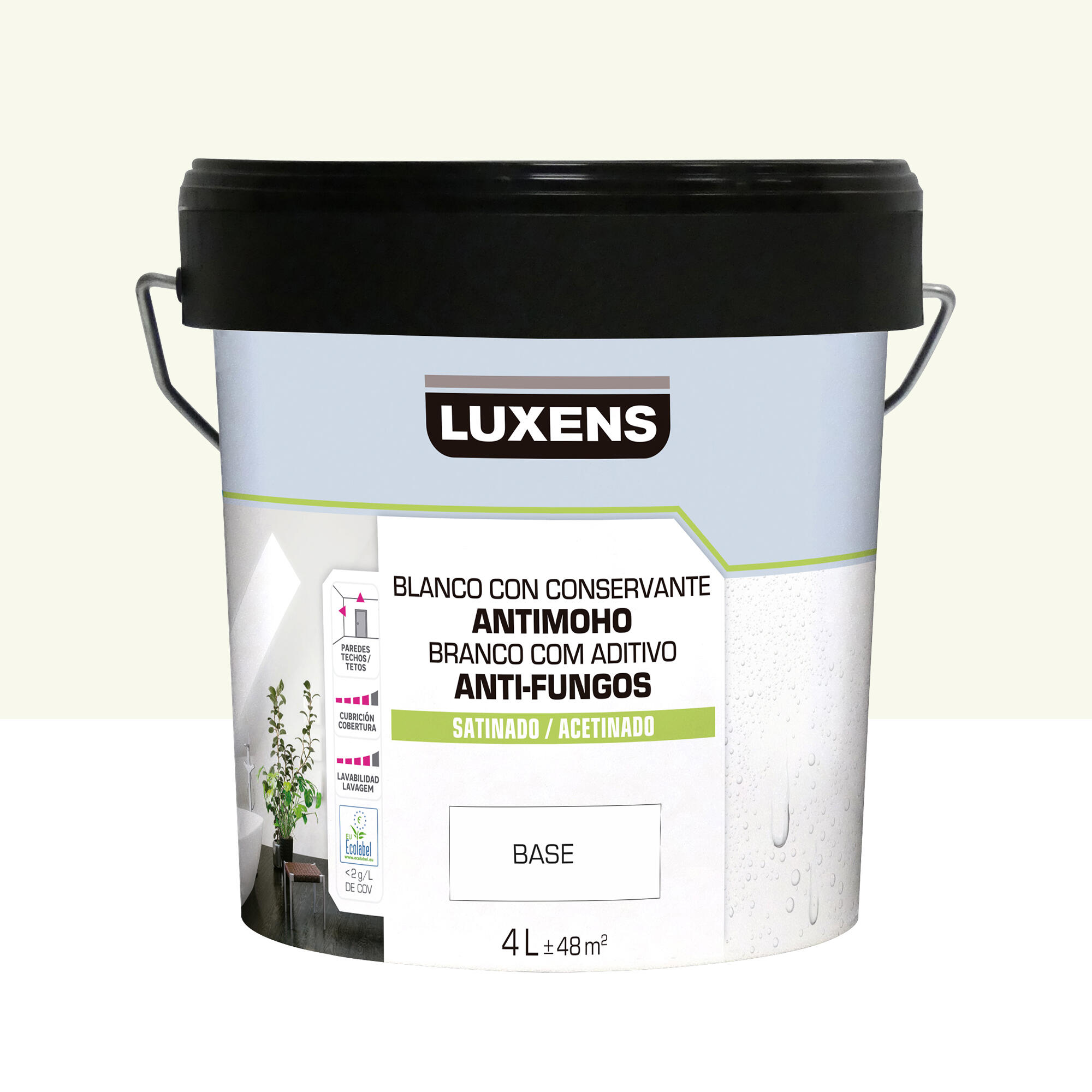 Pintura de interior luxens color a tu gusto blanco lino luminoso satinado 4l