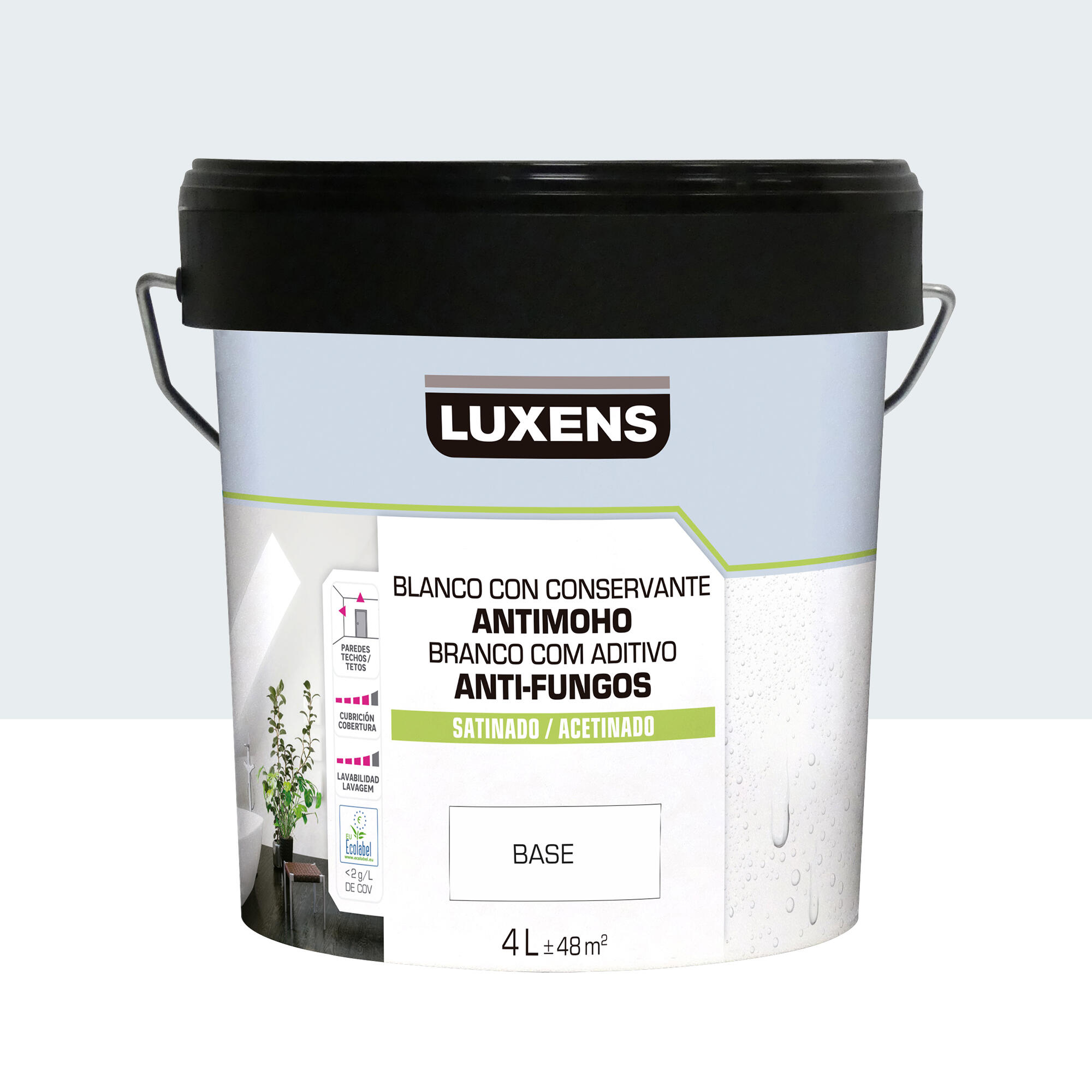 Pintura de interior luxens color a tu gusto gris acero muy luminoso satinado 4l