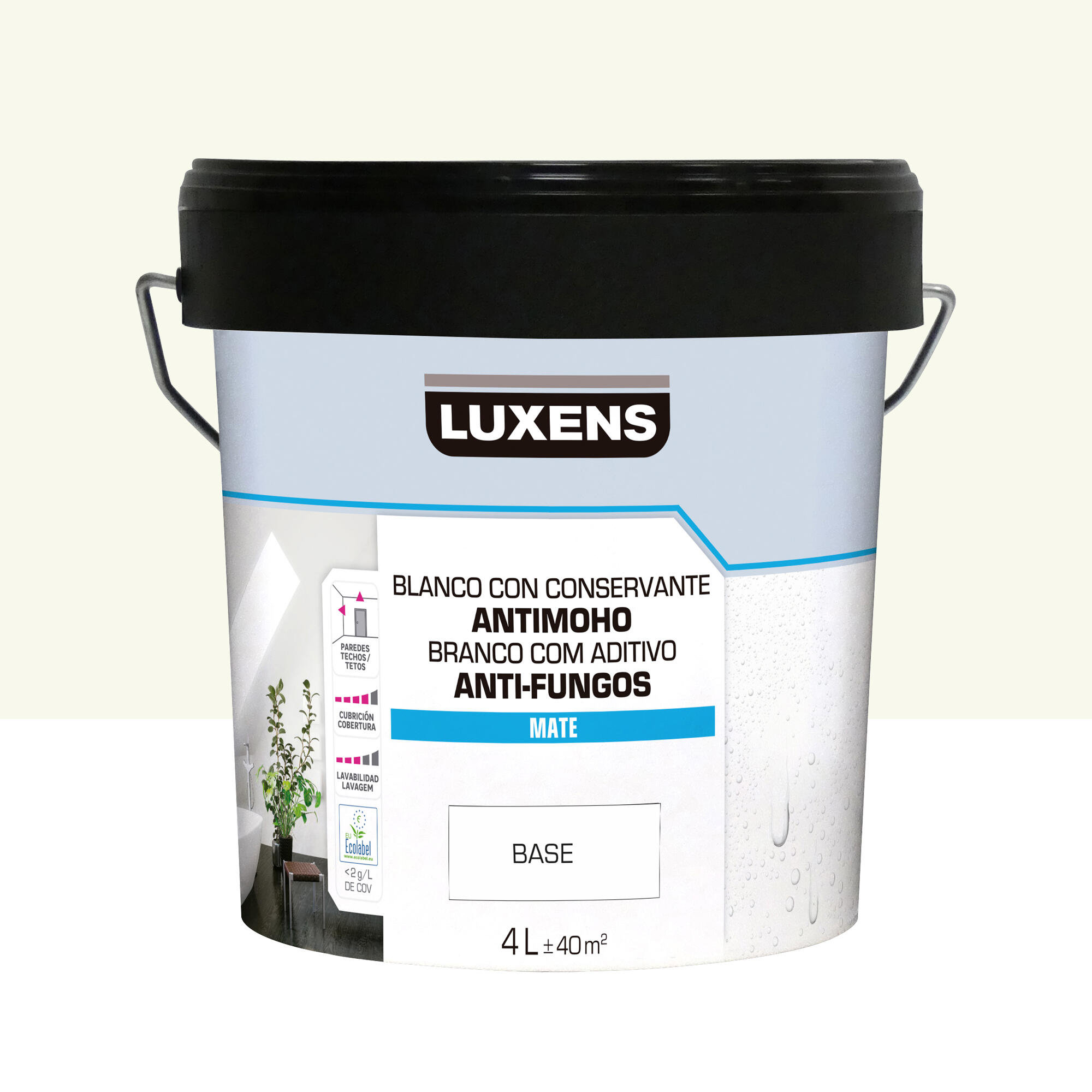 Pintura de interior luxens color a tu gusto blanco lino luminoso mate 4l